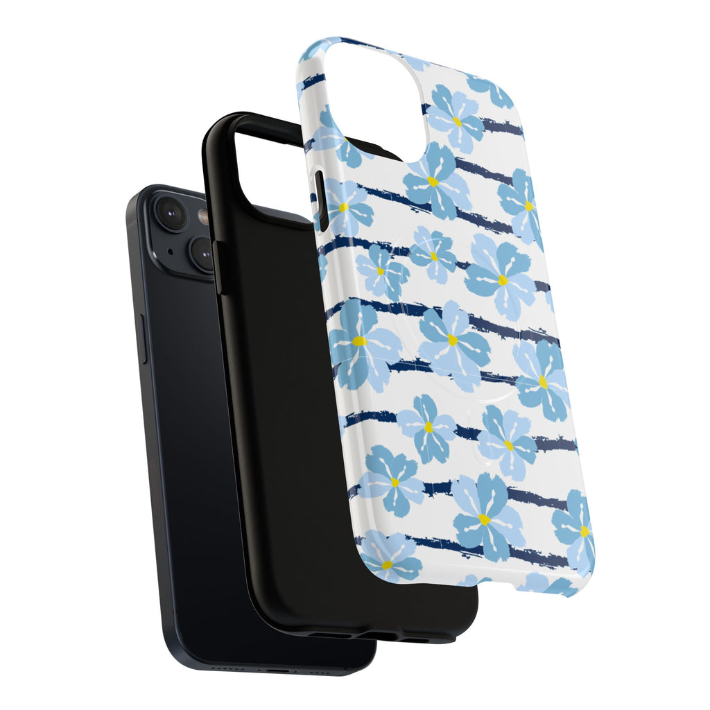 Floral Blue Tie-Dye Tough Magnetic Phone Case