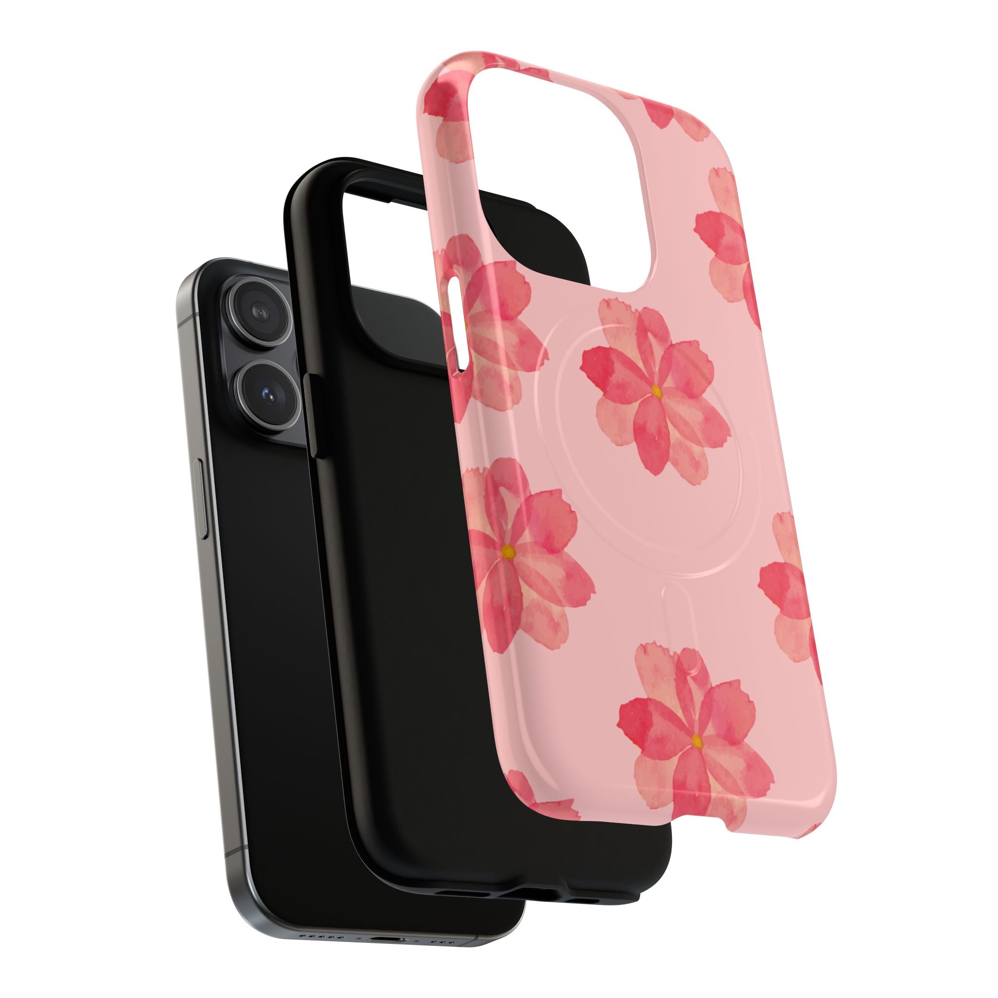 Pink Floral Tough Magnetic Phone Case — Sakura Blossom Protective Cover
