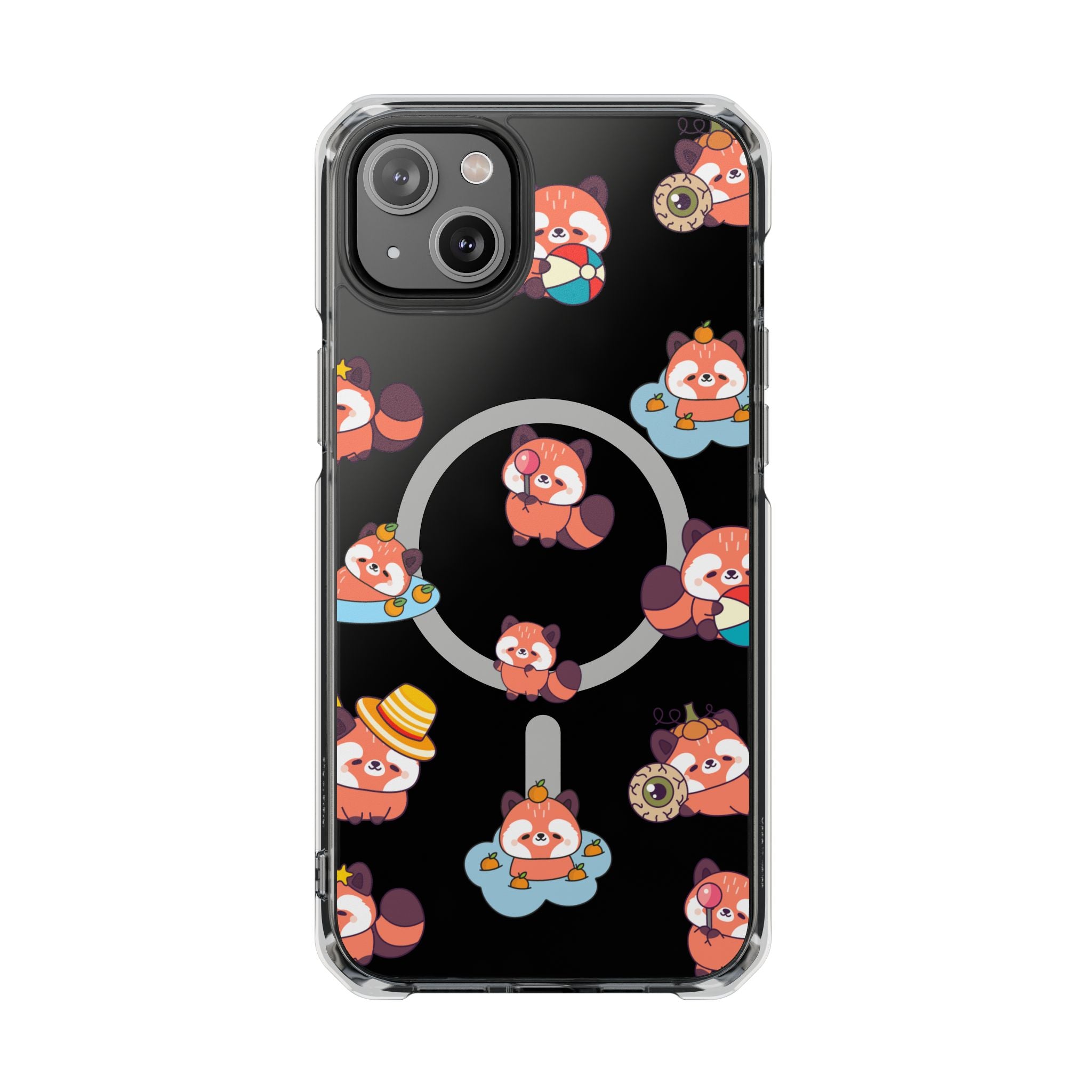 Red Panda Pattern Clear MagSafe Phone Case — Magnetic Protective Case