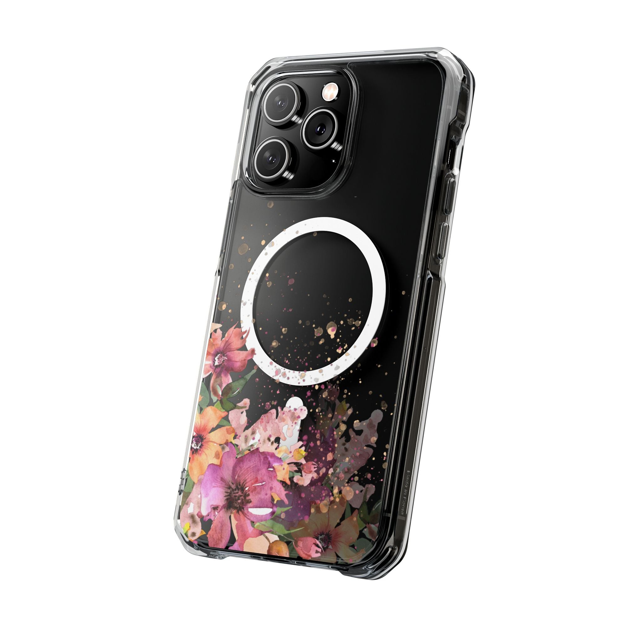 MagSafe Clear Phone Case — Pink Floral Protective Case