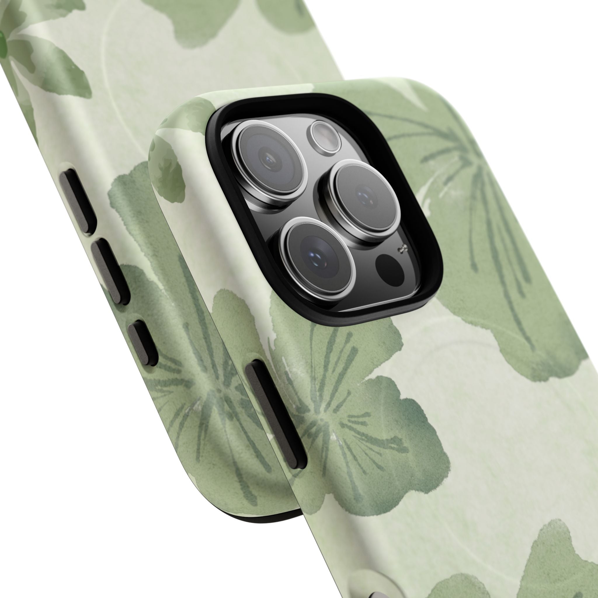 Green Watercolor Hibiscus Tough Magnetic Phone Case