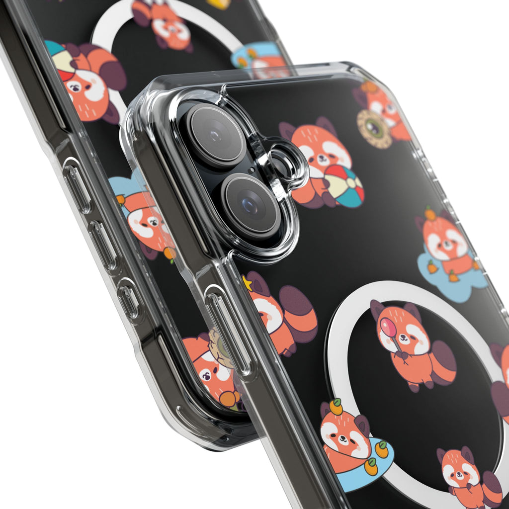 Red Panda Pattern Clear MagSafe Phone Case — Magnetic Protective Case