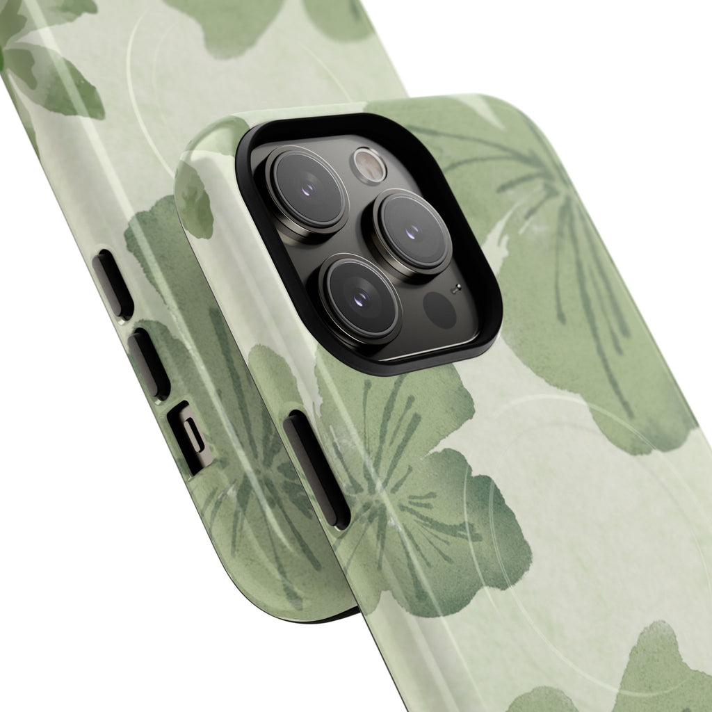 Green Watercolor Hibiscus Tough Magnetic Phone Case