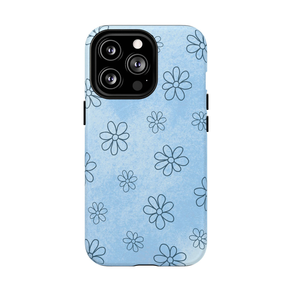 Blue Daisy Magnetic Tough Case — Floral Phone Case with Soft Watercolor Vibe