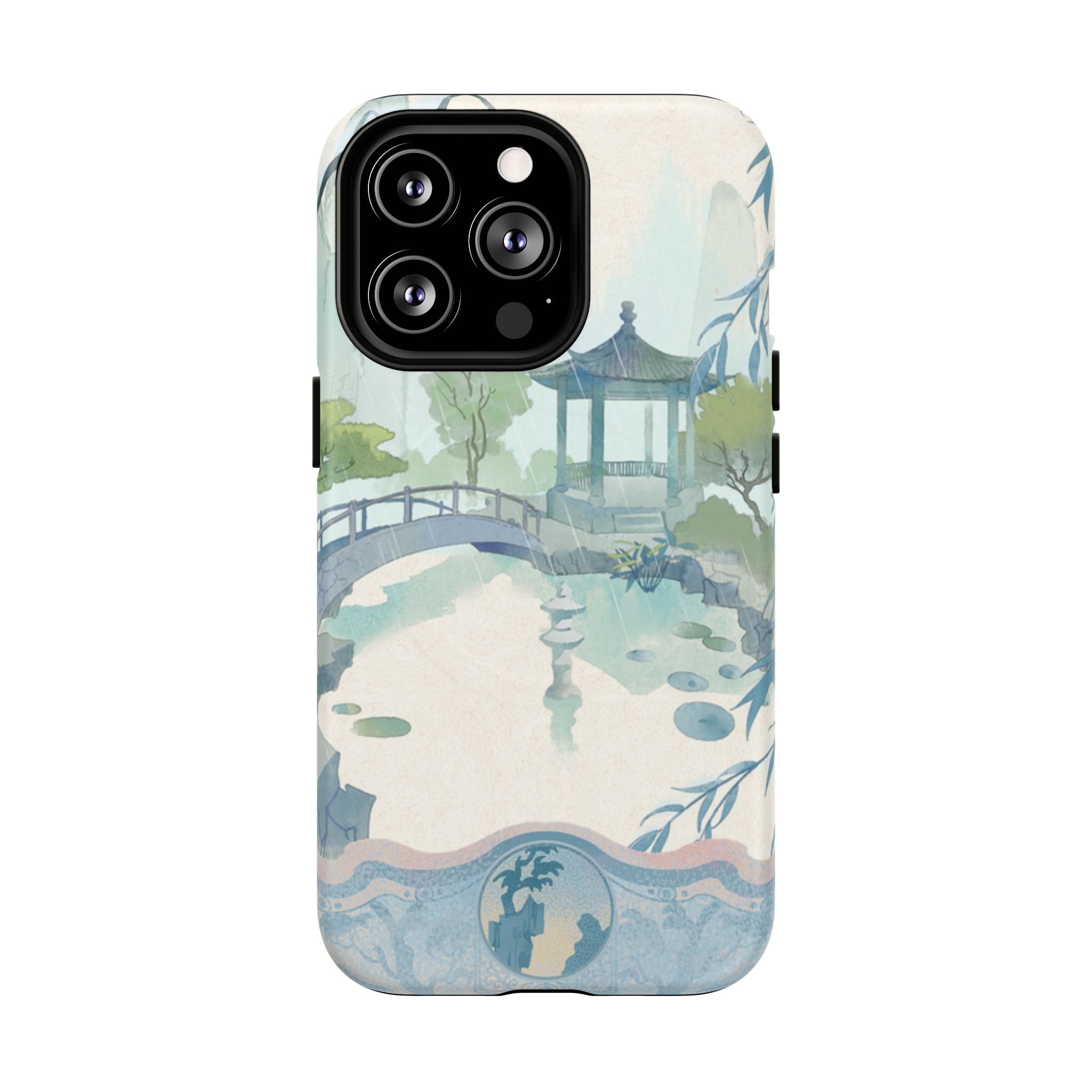 Serene Pagoda Tough Magnetic Phone Case – Watercolor Zen Garden Protection