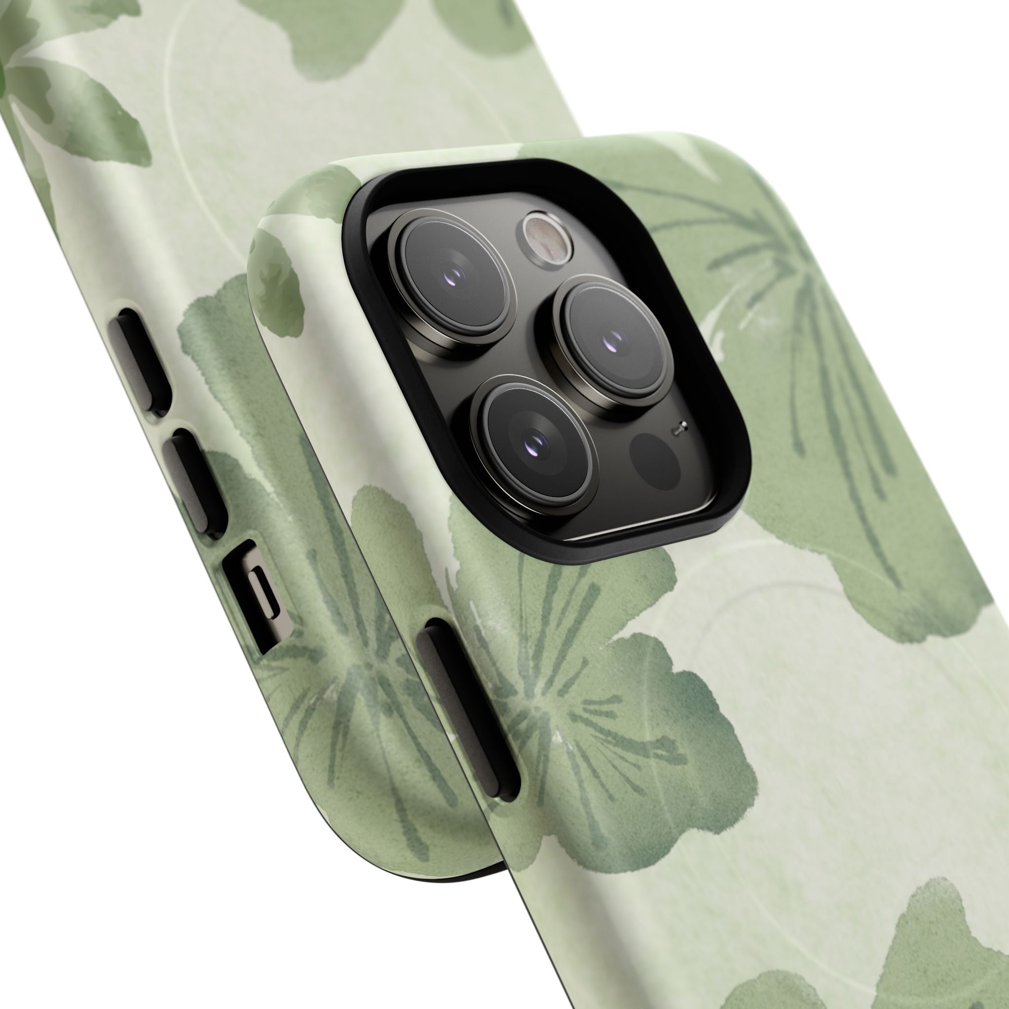 Green Watercolor Hibiscus Tough Magnetic Phone Case