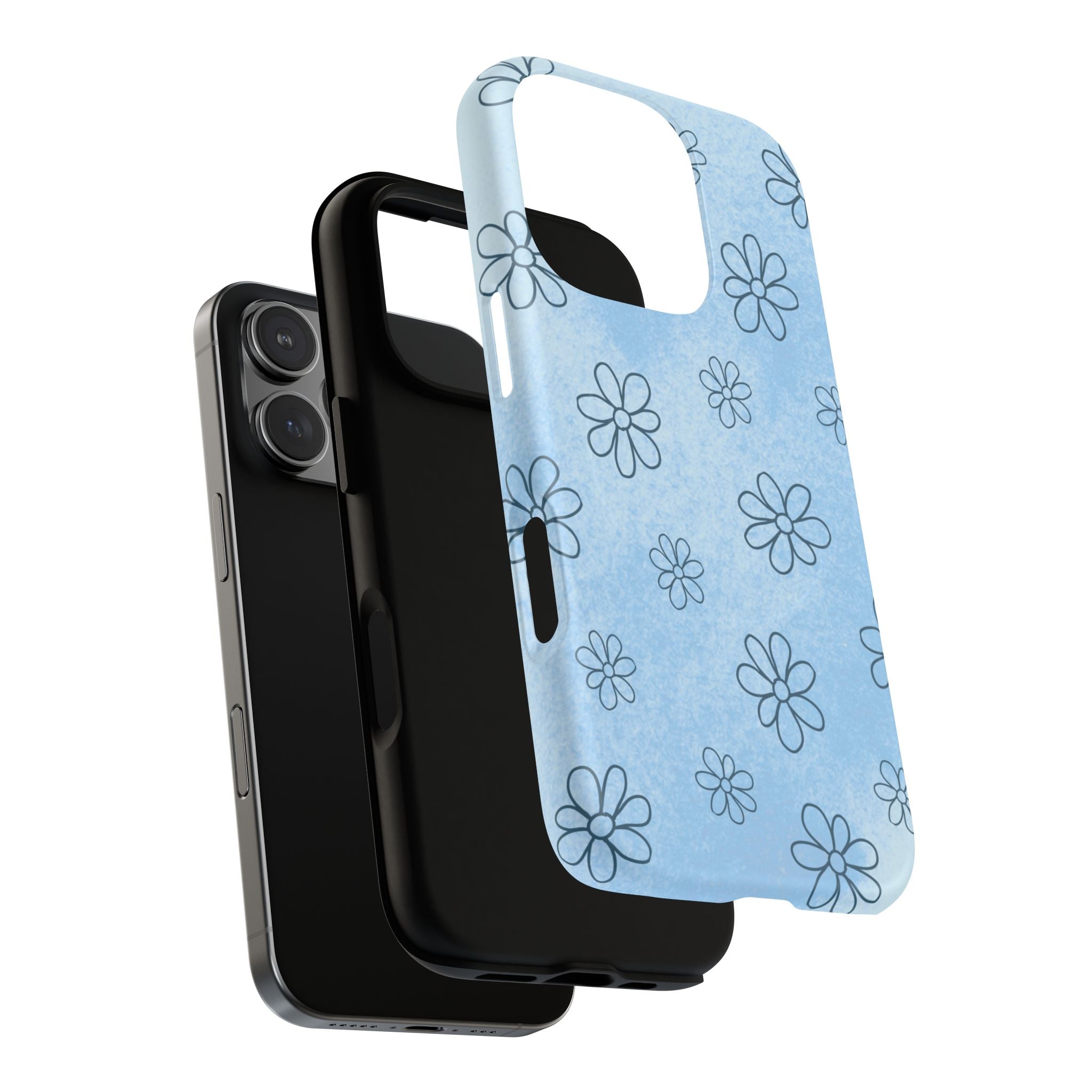 Blue Daisy Magnetic Tough Case — Floral Phone Case with Soft Watercolor Vibe