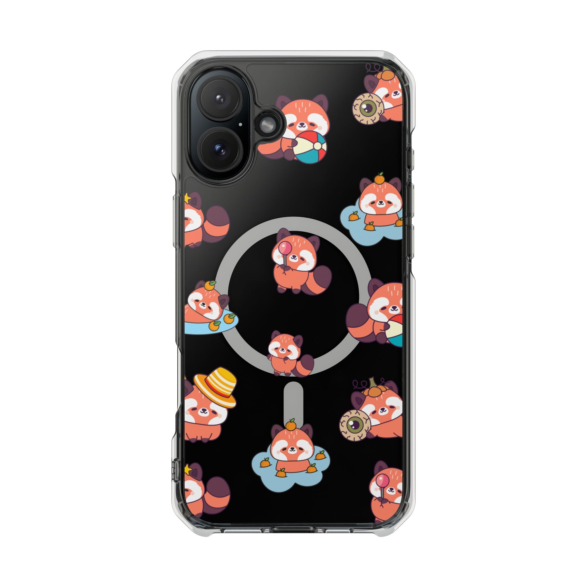 Red Panda Pattern Clear MagSafe Phone Case — Magnetic Protective Case