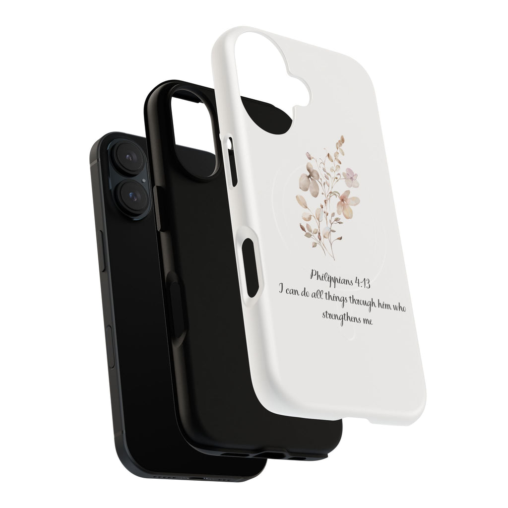 Floral Scripture Tough Magnetic Phone Case — “I Can Do All Things” Philippians 4:13