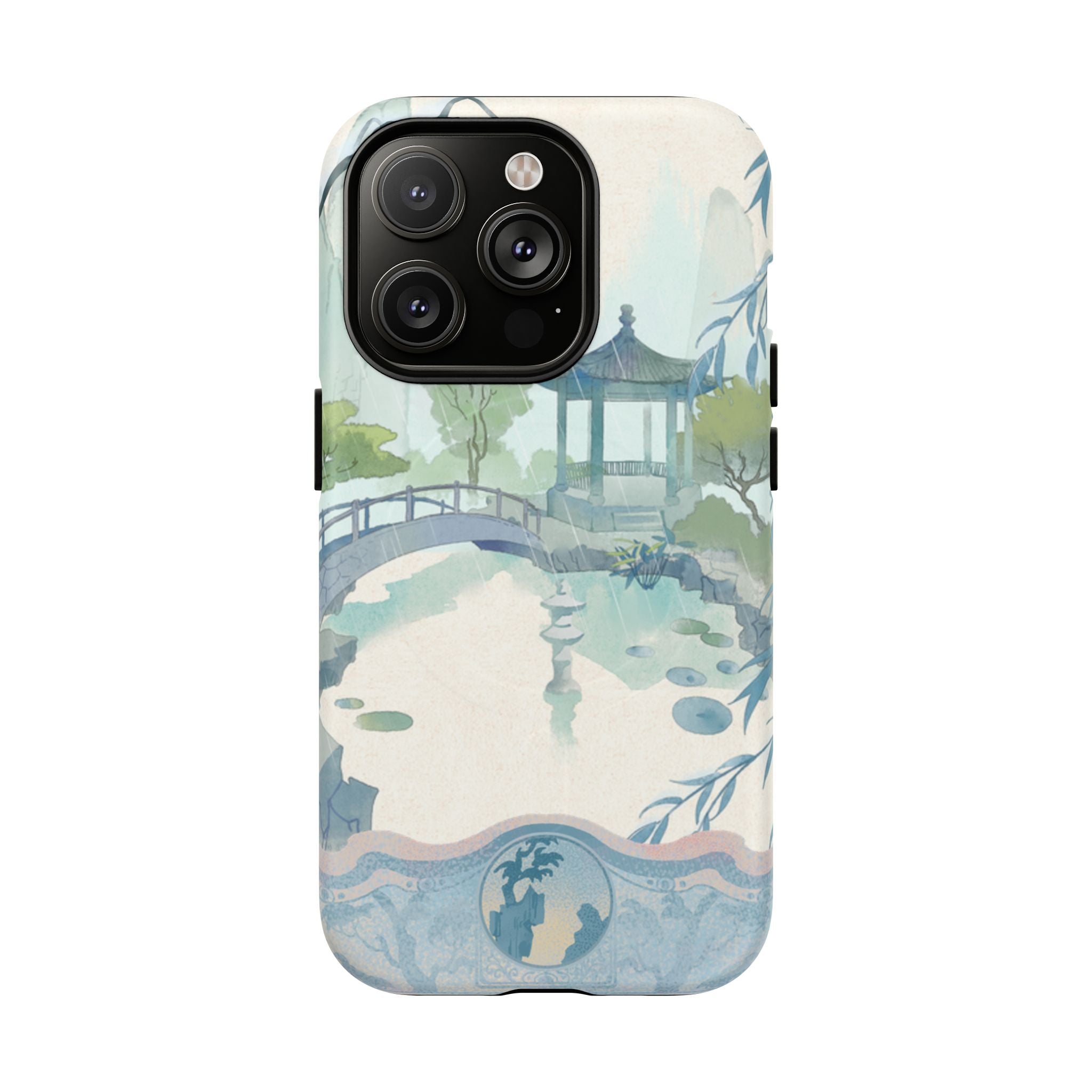Serene Pagoda Tough Magnetic Phone Case – Watercolor Zen Garden Protection