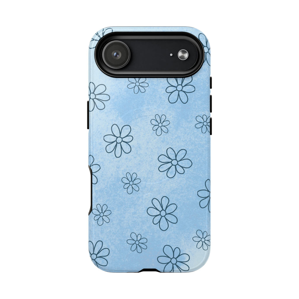 Blue Daisy Magnetic Tough Case — Floral Phone Case with Soft Watercolor Vibe