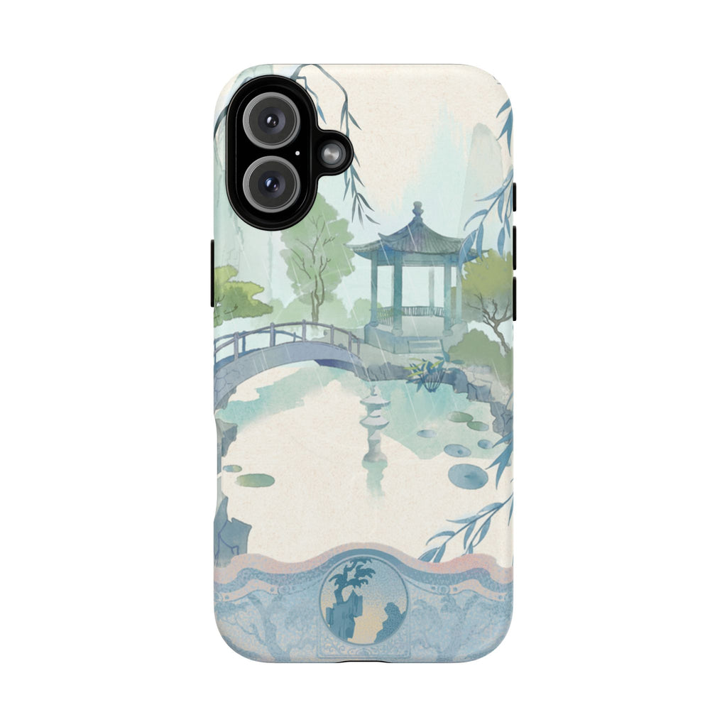 Serene Pagoda Tough Magnetic Phone Case – Watercolor Zen Garden Protection
