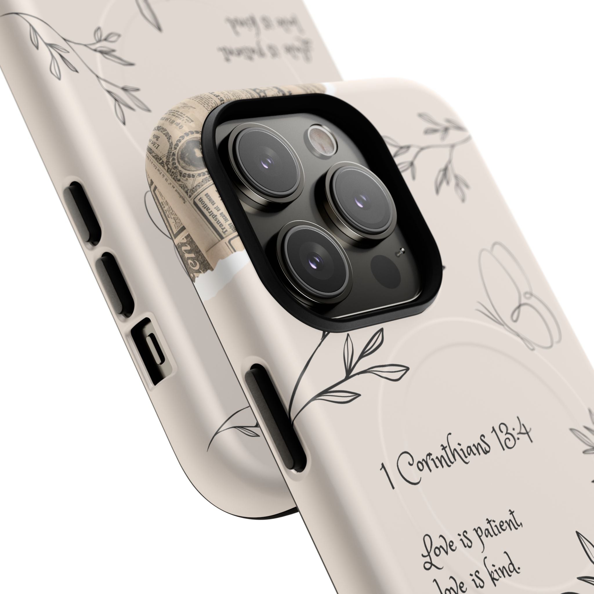 Protective Phone Case – 1 Corinthians 13:4 Floral Tough Magnetic Case