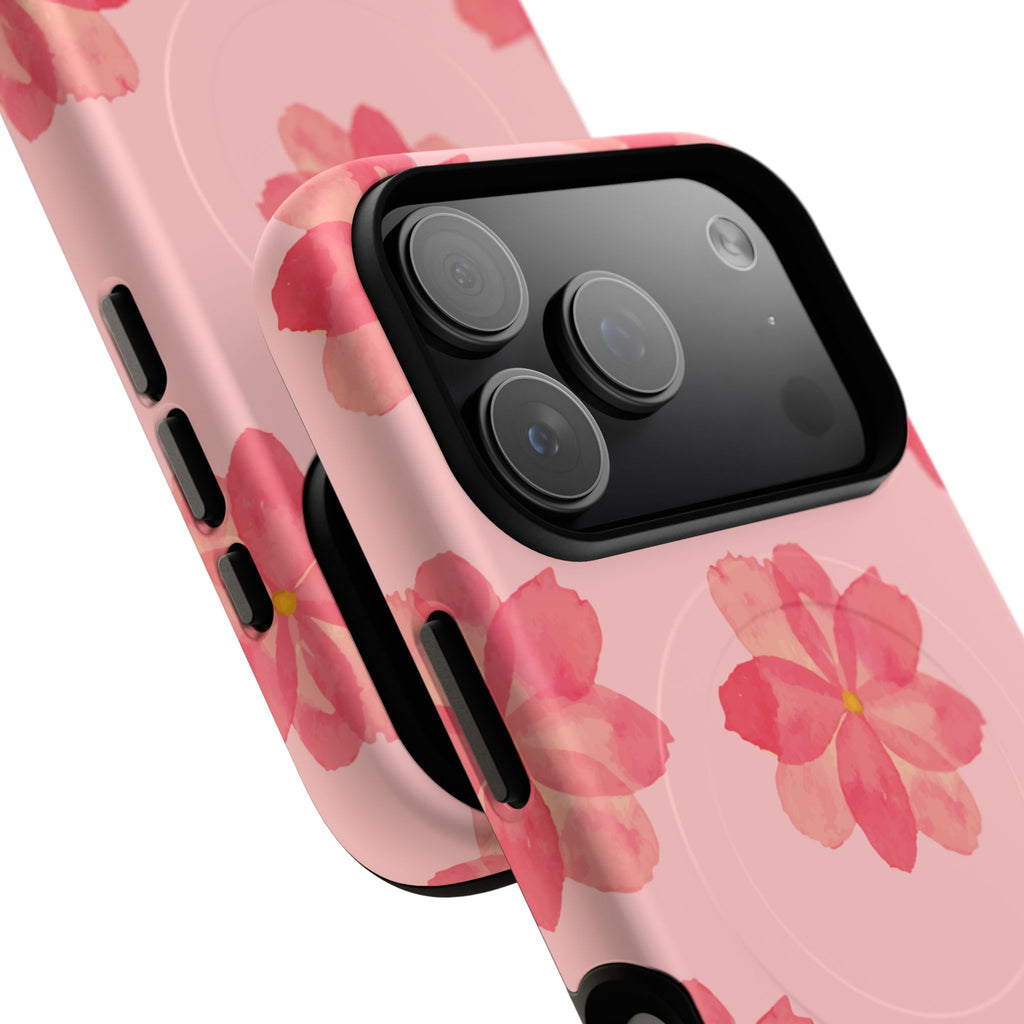 Pink Floral Tough Magnetic Phone Case — Sakura Blossom Protective Cover