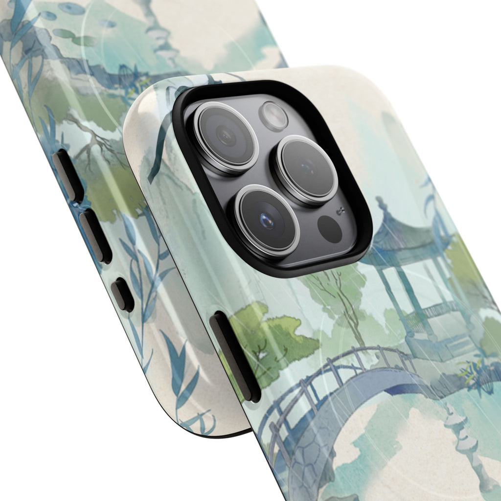 Serene Pagoda Tough Magnetic Phone Case – Watercolor Zen Garden Protection