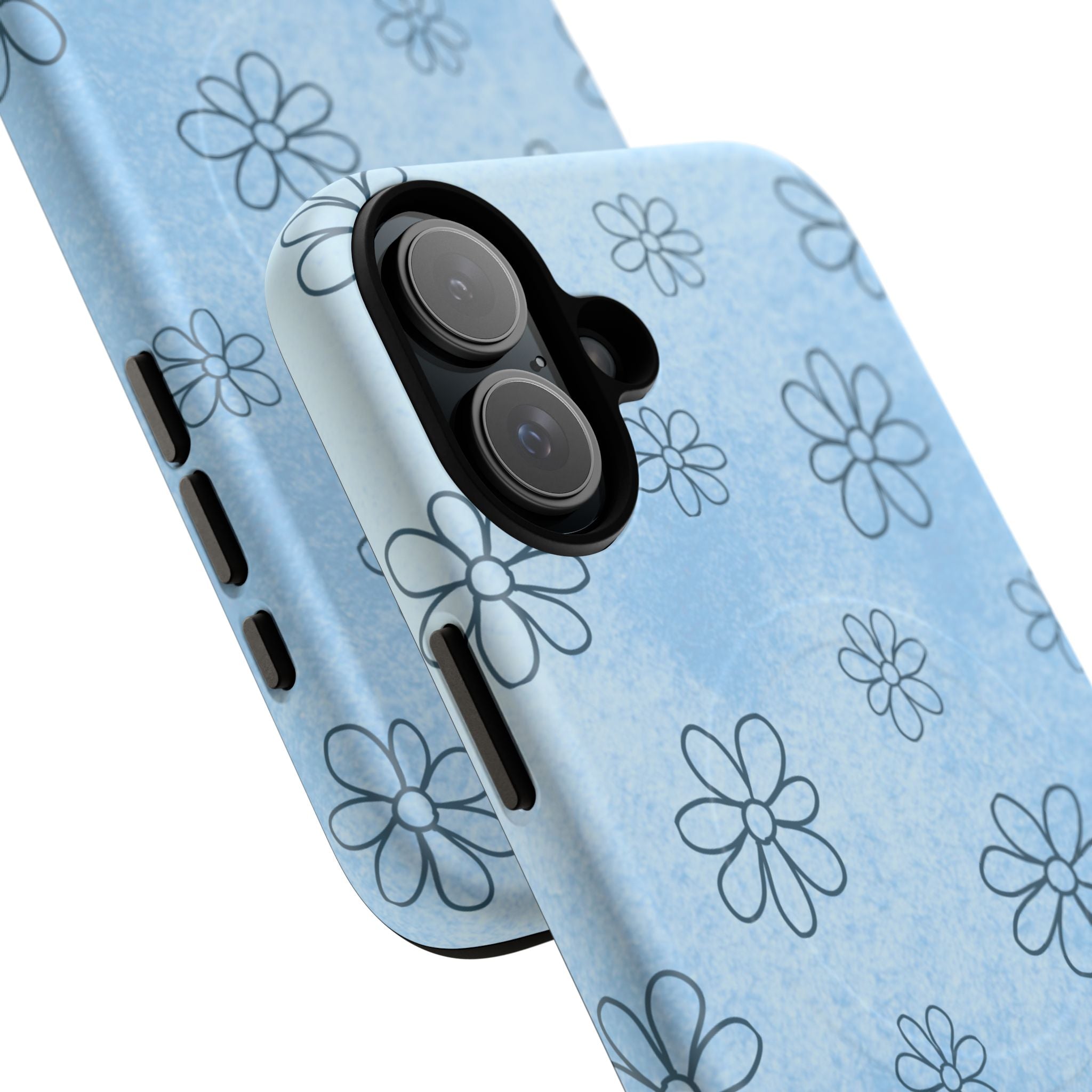 Blue Daisy Magnetic Tough Case — Floral Phone Case with Soft Watercolor Vibe