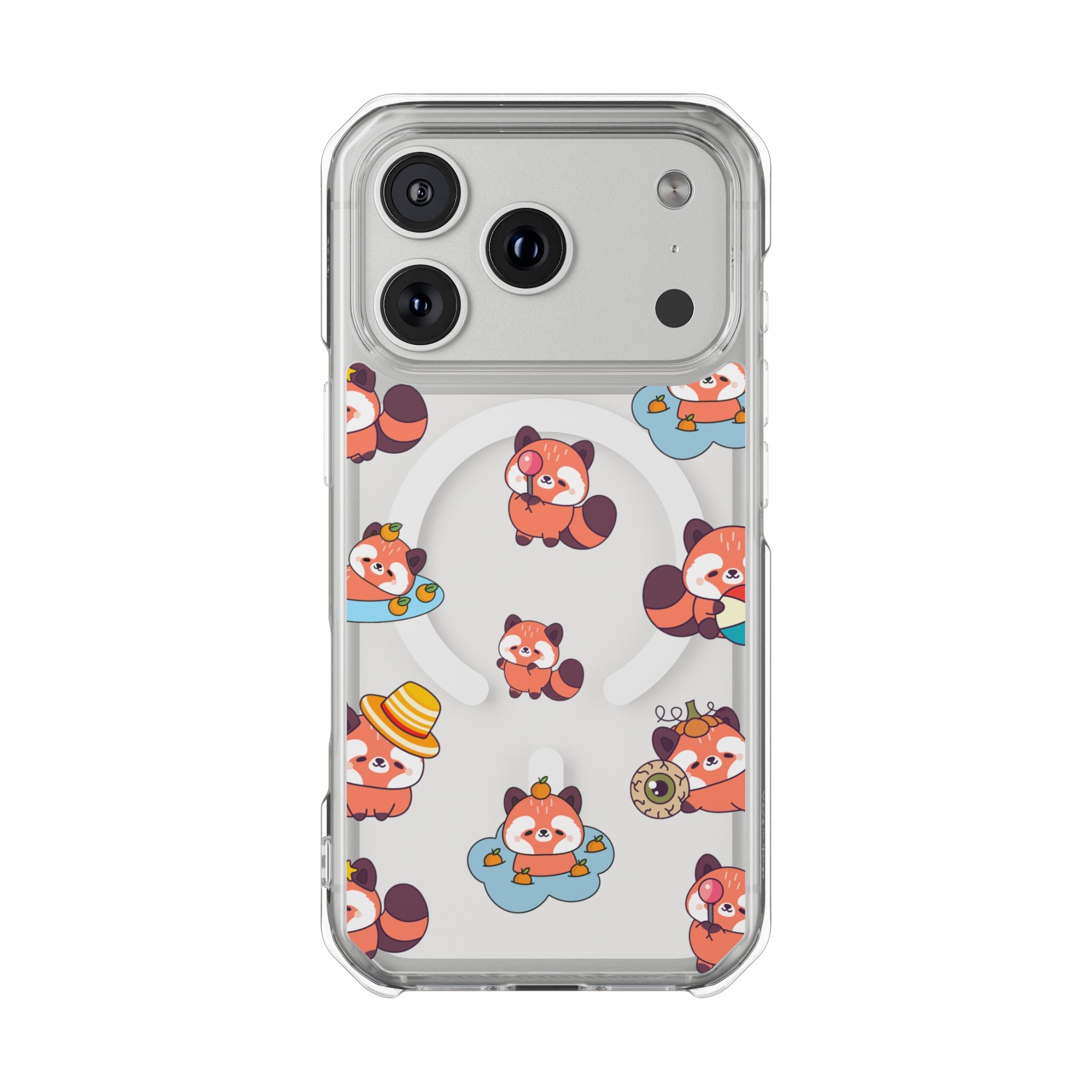 Red Panda Pattern Clear MagSafe Phone Case — Magnetic Protective Case