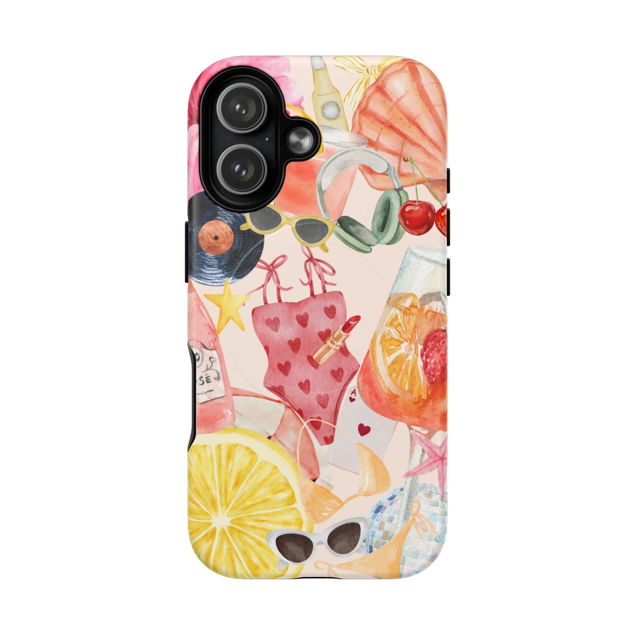 Tropical Summer Phone Case – Beach Drinks & Swimwear Magnetic Tough Case