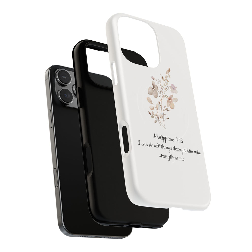Floral Scripture Tough Magnetic Phone Case — “I Can Do All Things” Philippians 4:13