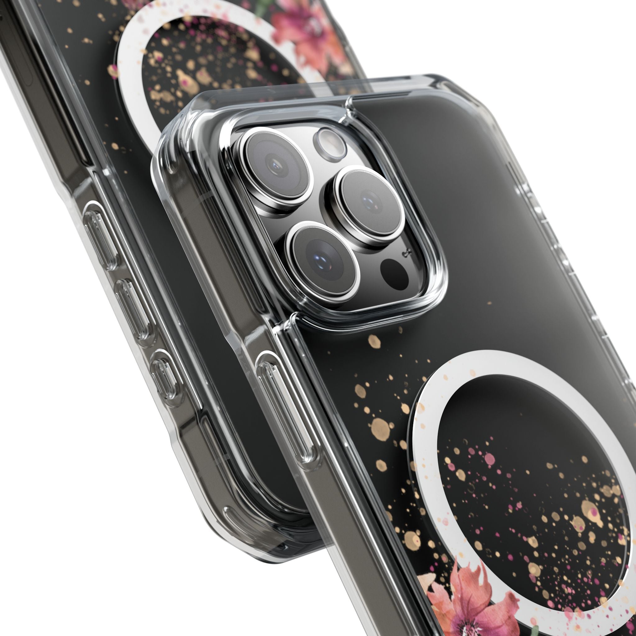 MagSafe Clear Phone Case — Pink Floral Protective Case