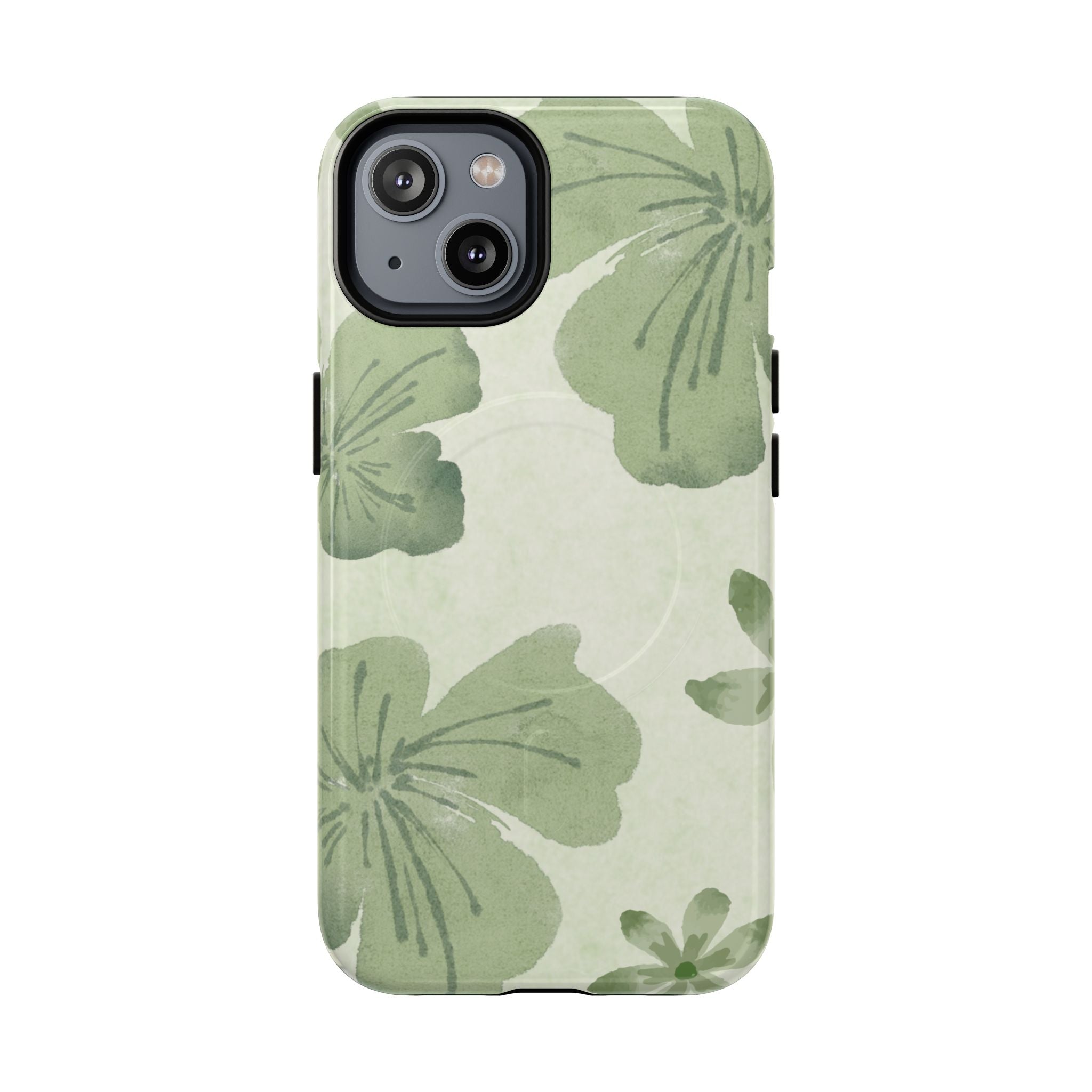 Green Watercolor Hibiscus Tough Magnetic Phone Case