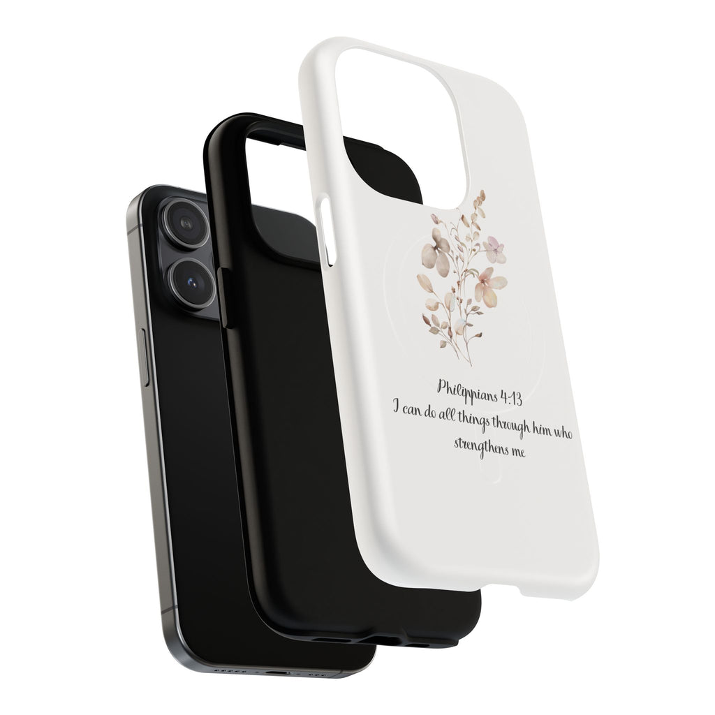 Floral Scripture Tough Magnetic Phone Case — “I Can Do All Things” Philippians 4:13