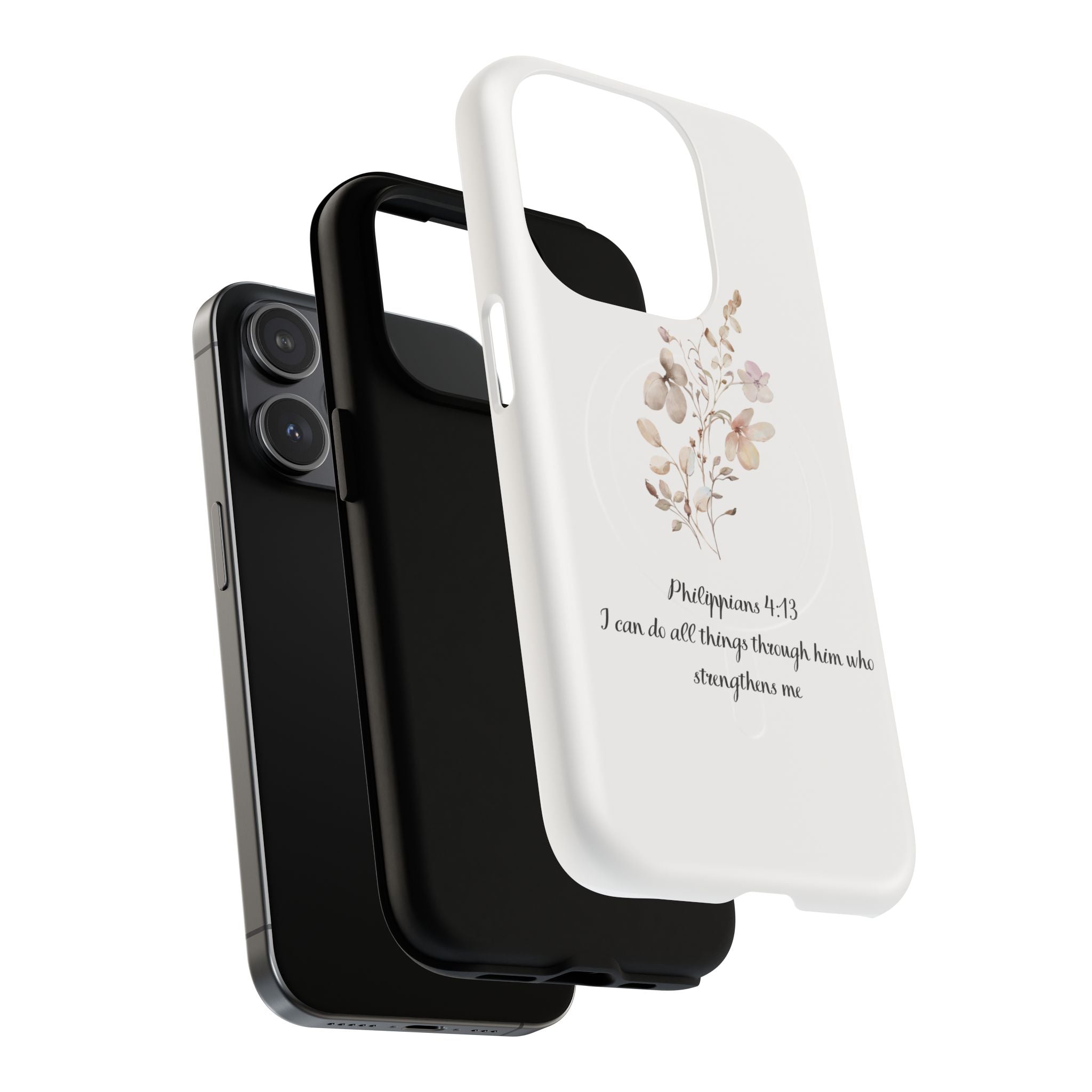 Floral Scripture Tough Magnetic Phone Case — “I Can Do All Things” Philippians 4:13