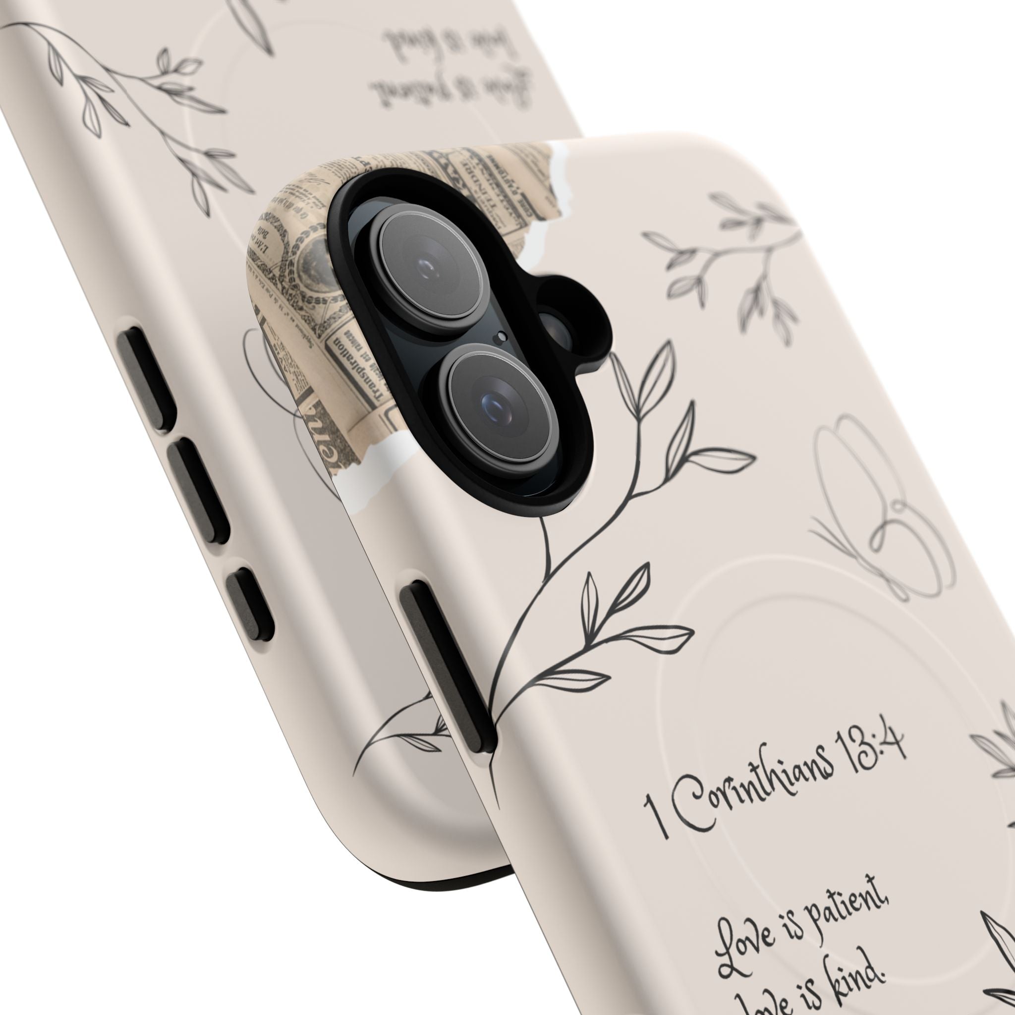 Protective Phone Case – 1 Corinthians 13:4 Floral Tough Magnetic Case