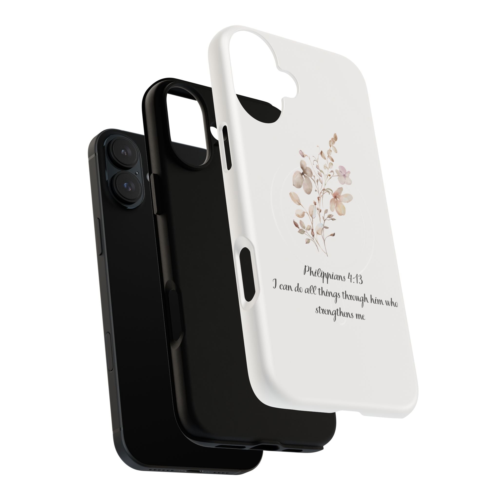 Floral Scripture Tough Magnetic Phone Case — “I Can Do All Things” Philippians 4:13