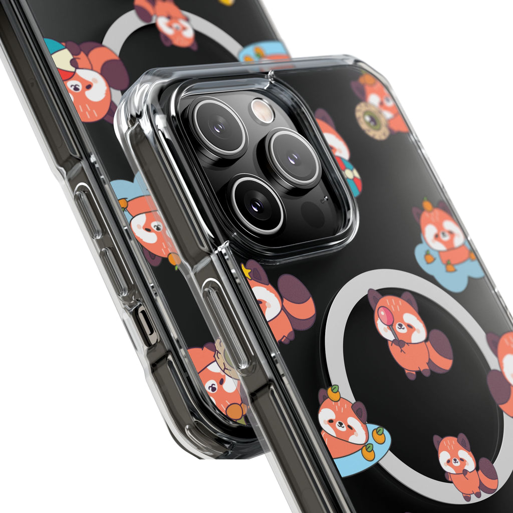 Red Panda Pattern Clear MagSafe Phone Case — Magnetic Protective Case