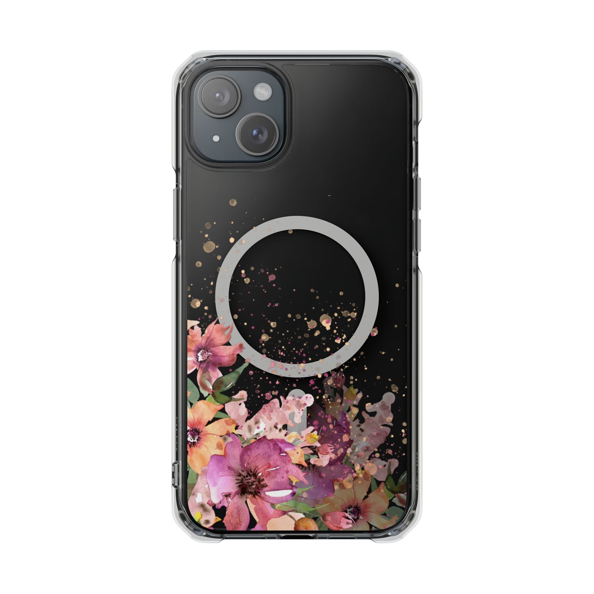 MagSafe Clear Phone Case — Pink Floral Protective Case
