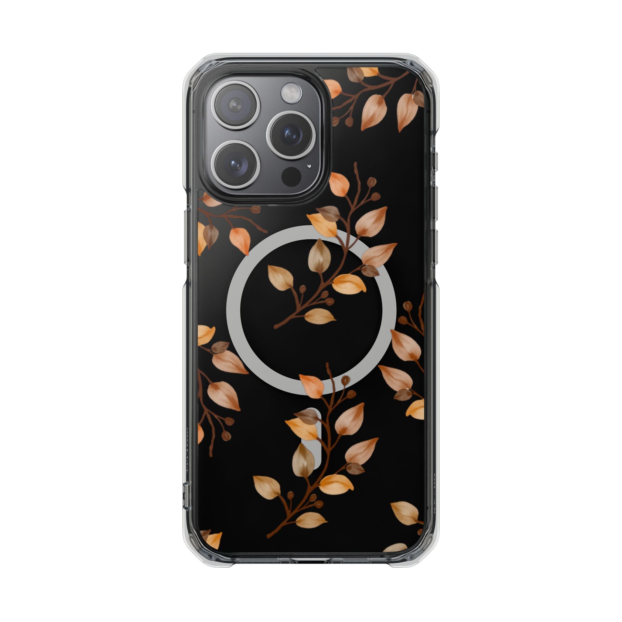 Clear Magnetic Phone Case — Autumn Gold Leaves Design