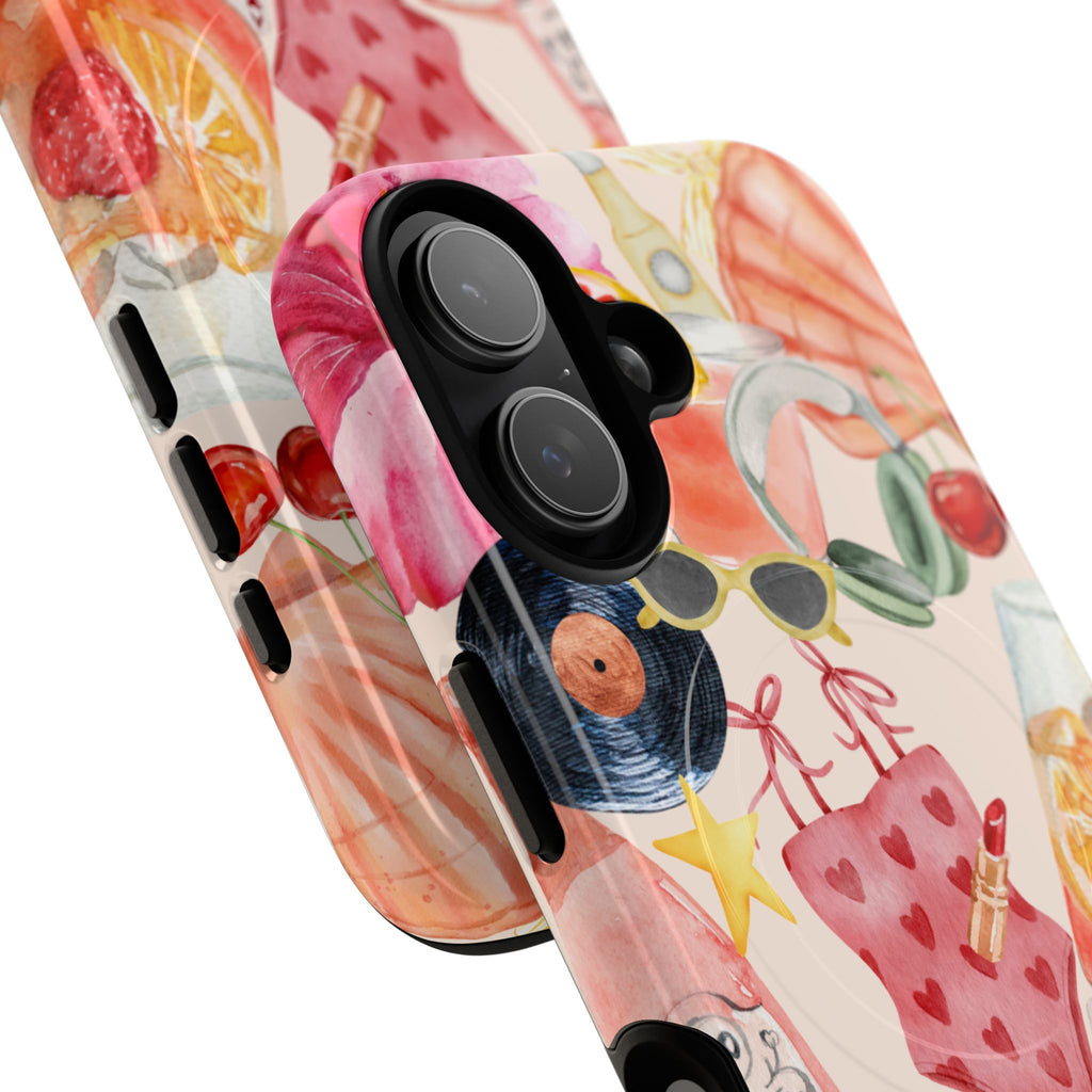 Tropical Summer Phone Case – Beach Drinks & Swimwear Magnetic Tough Case