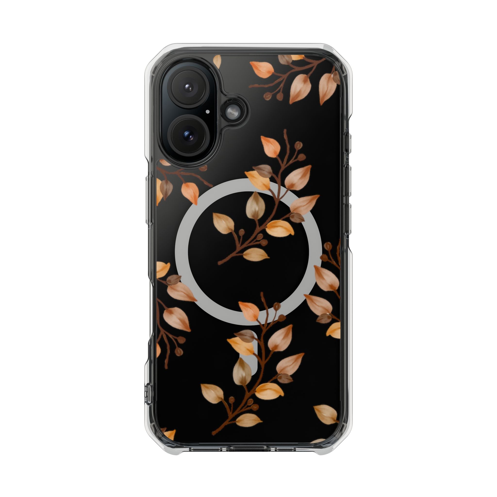 Clear Magnetic Phone Case — Autumn Gold Leaves Design