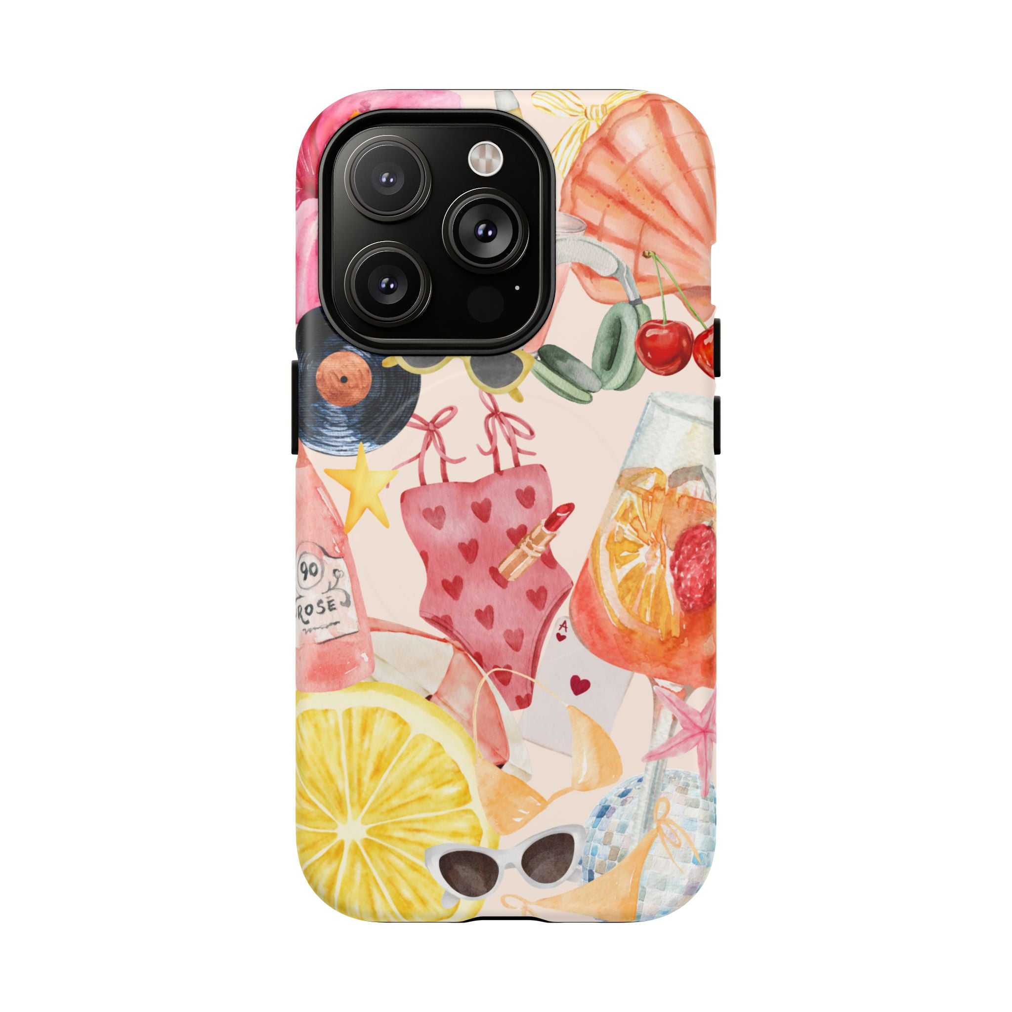 Tropical Summer Phone Case – Beach Drinks & Swimwear Magnetic Tough Case