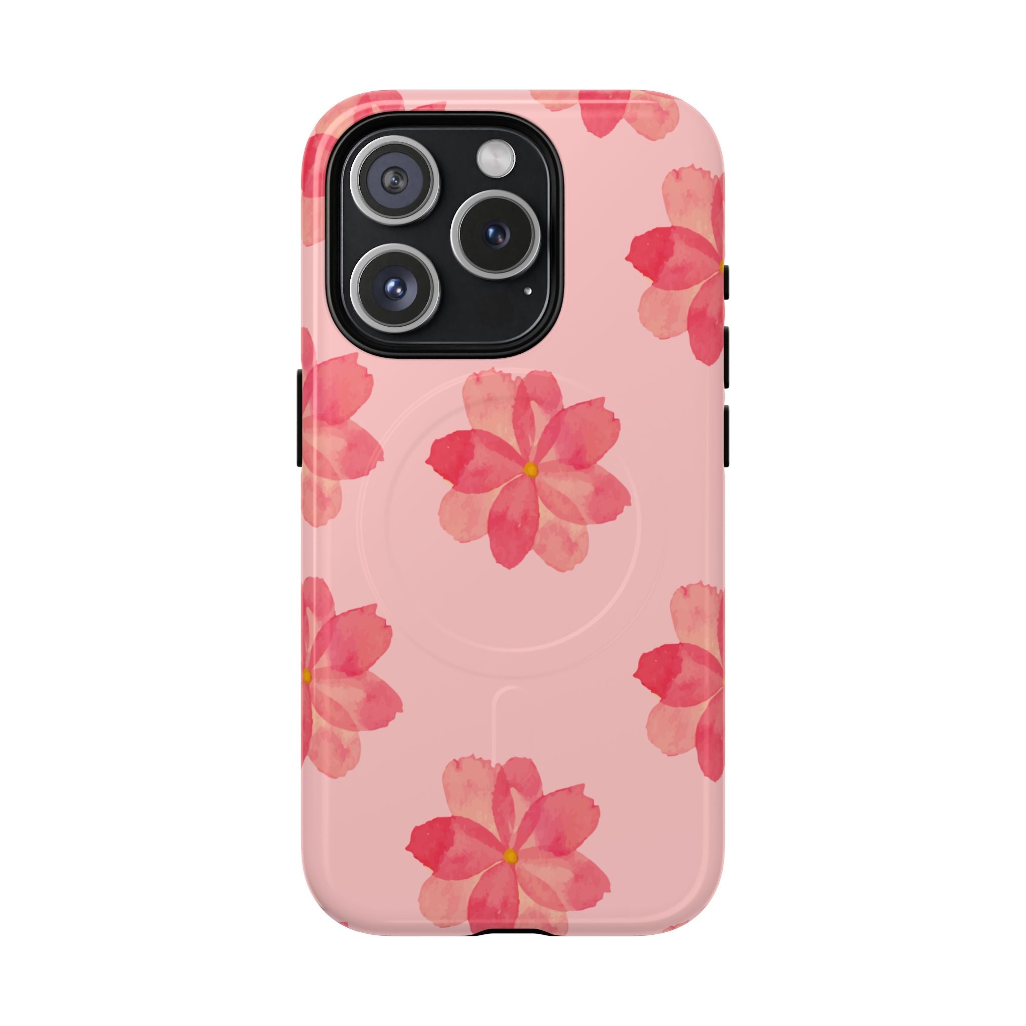 Pink Floral Tough Magnetic Phone Case — Sakura Blossom Protective Cover