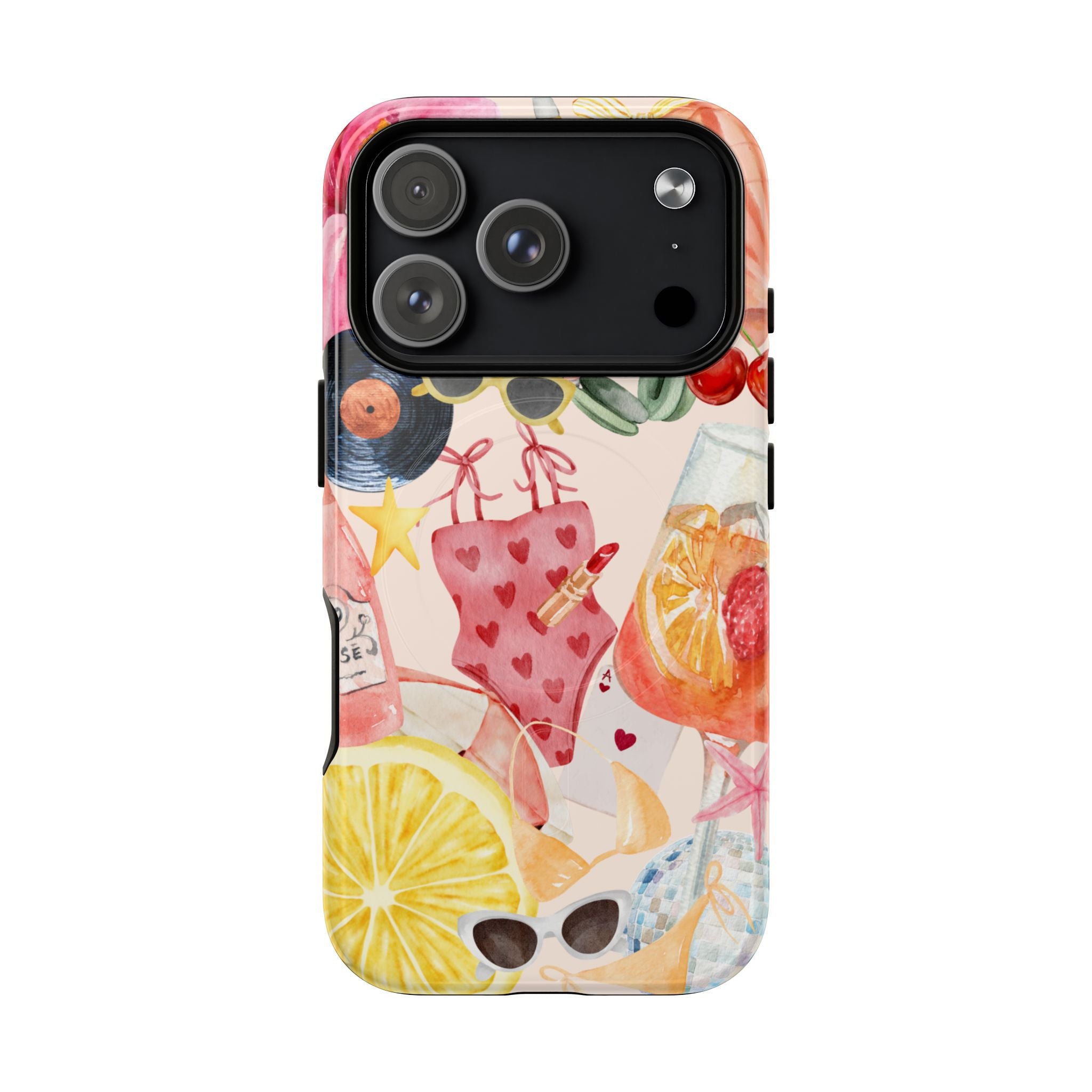 Tropical Summer Phone Case – Beach Drinks & Swimwear Magnetic Tough Case