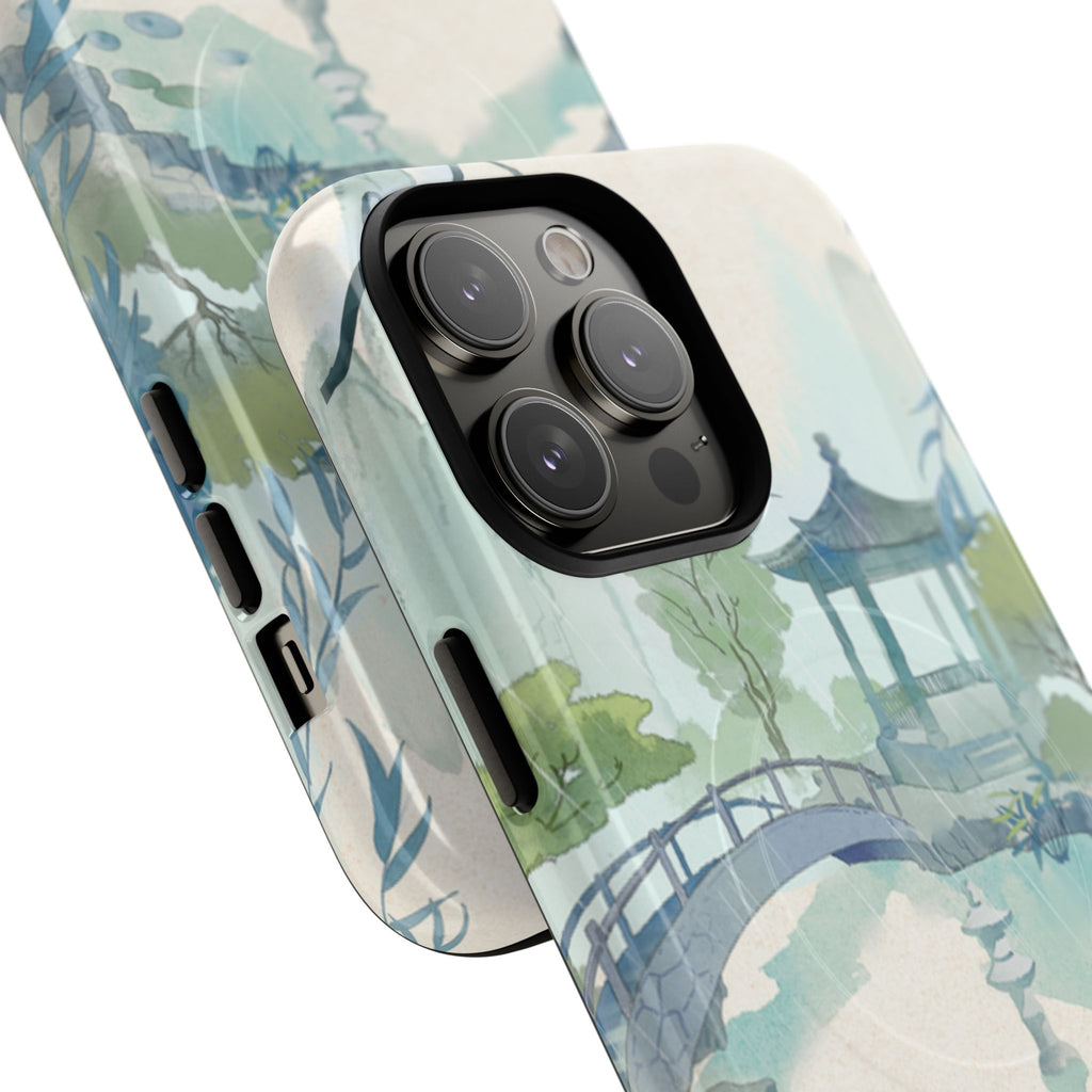 Serene Pagoda Tough Magnetic Phone Case – Watercolor Zen Garden Protection