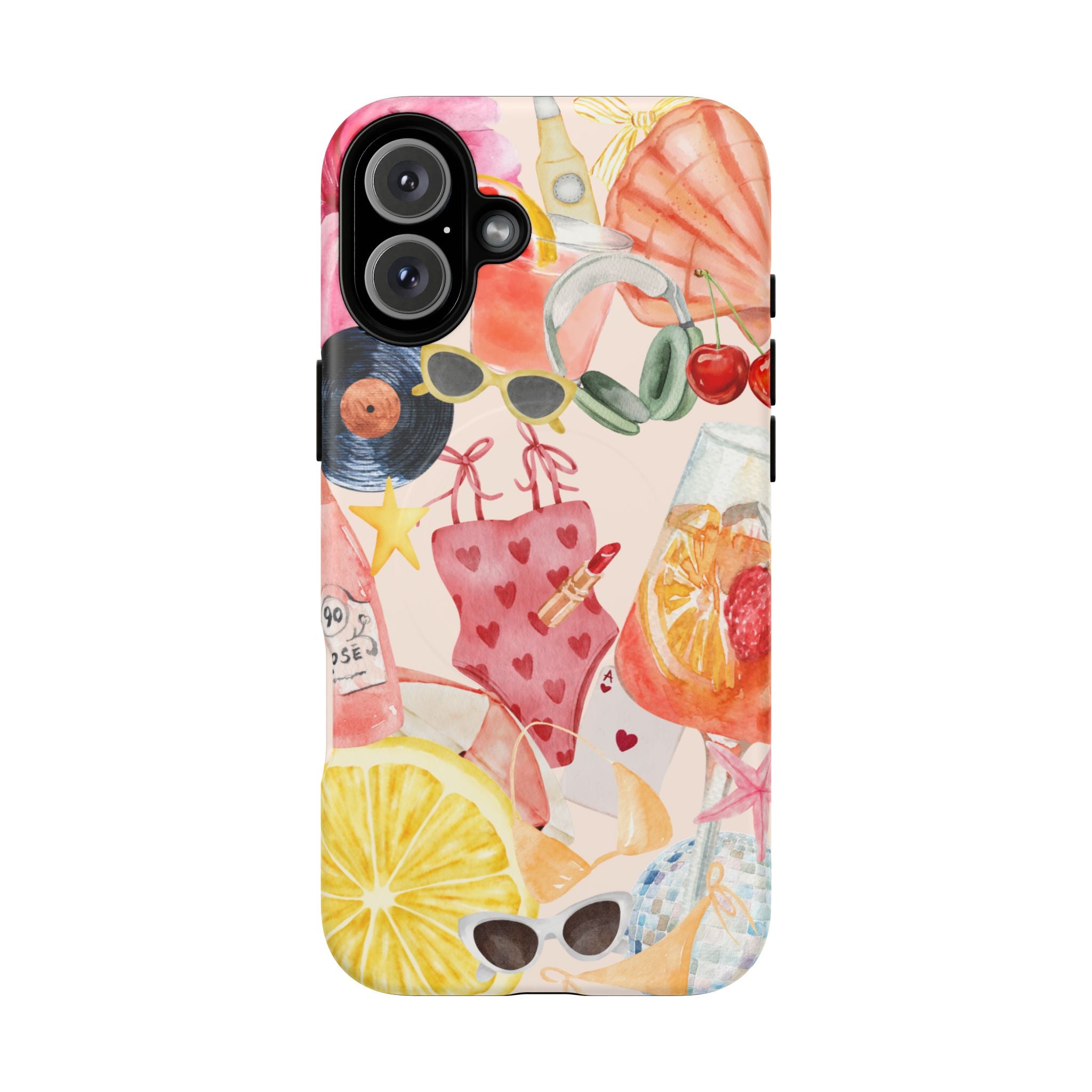 Tropical Summer Phone Case – Beach Drinks & Swimwear Magnetic Tough Case