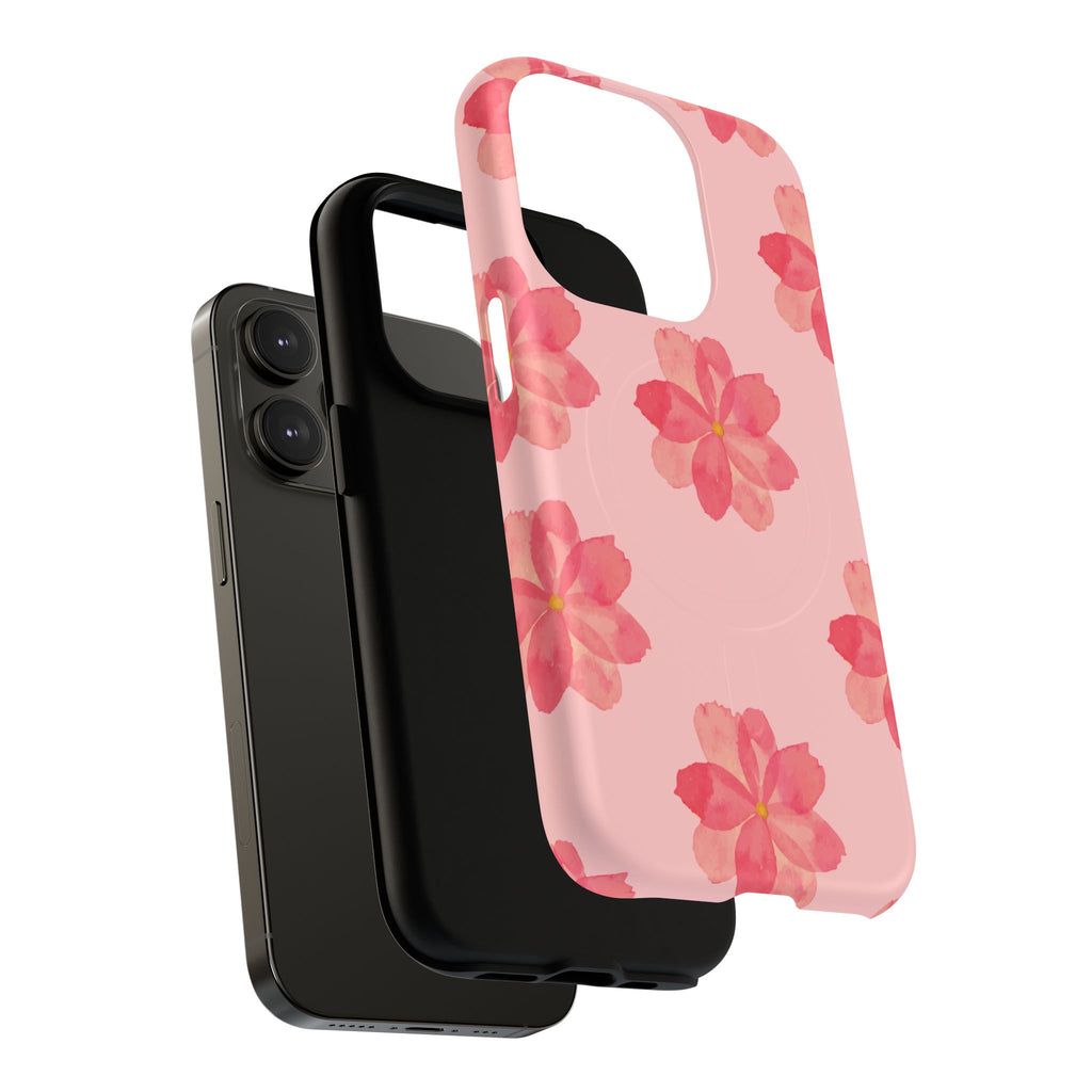 Pink Floral Tough Magnetic Phone Case — Sakura Blossom Protective Cover