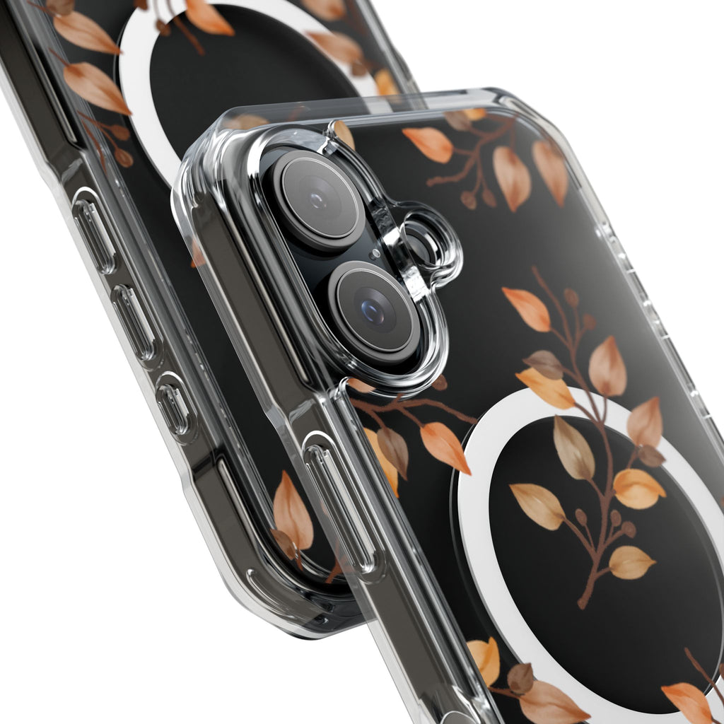 Clear Magnetic Phone Case — Autumn Gold Leaves Design