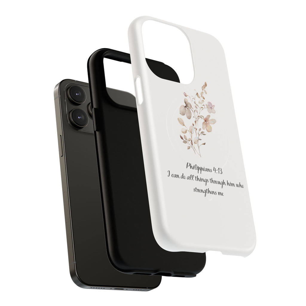 Floral Scripture Tough Magnetic Phone Case — “I Can Do All Things” Philippians 4:13