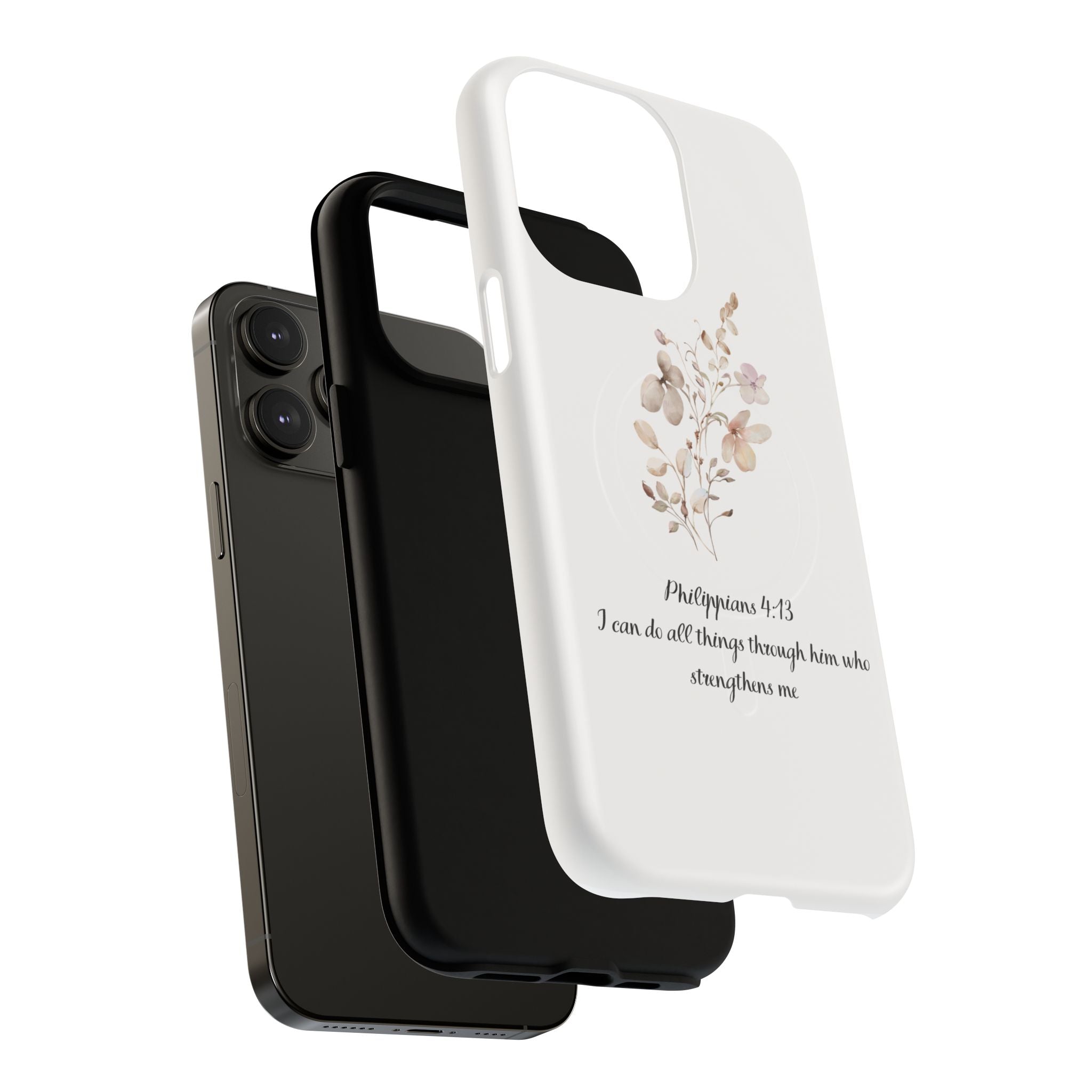 Floral Scripture Tough Magnetic Phone Case — “I Can Do All Things” Philippians 4:13