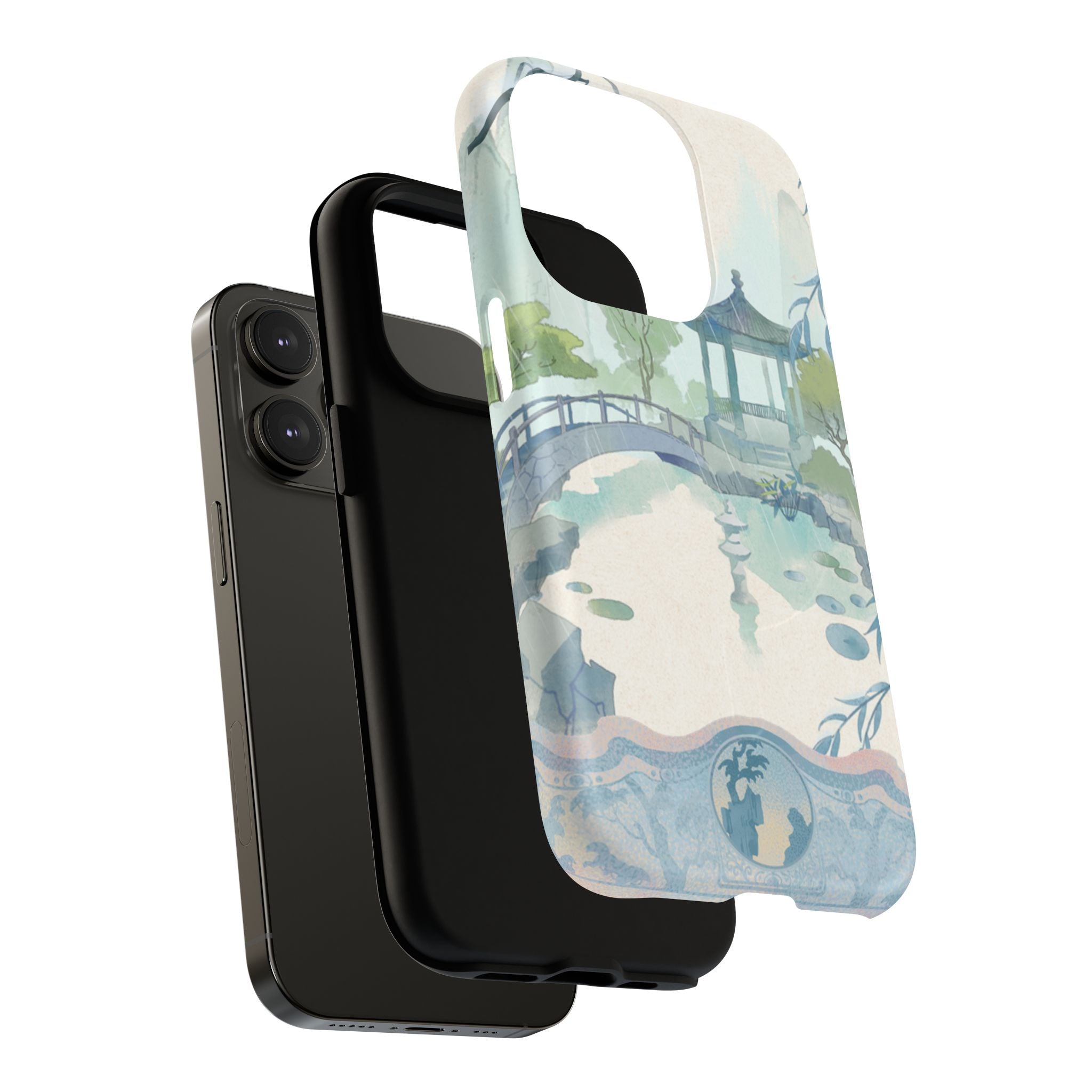 Serene Pagoda Tough Magnetic Phone Case – Watercolor Zen Garden Protection