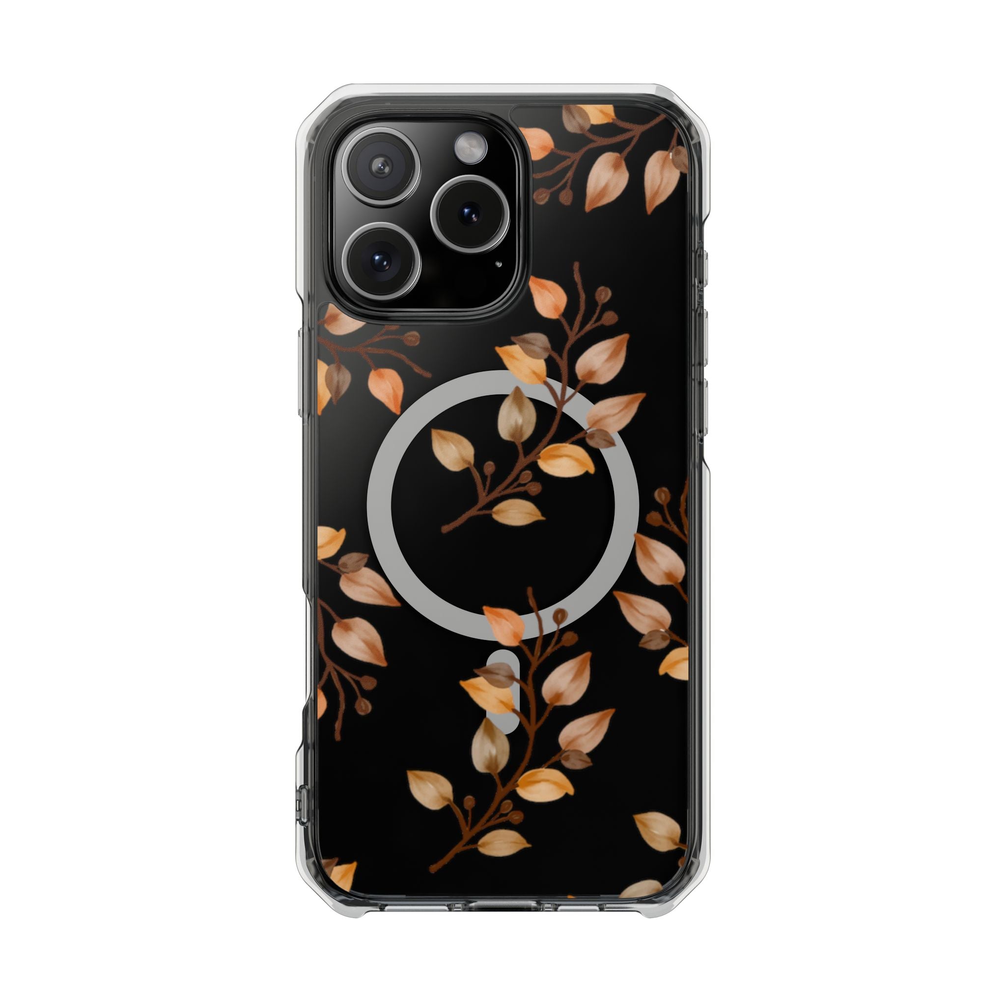 Clear Magnetic Phone Case — Autumn Gold Leaves Design