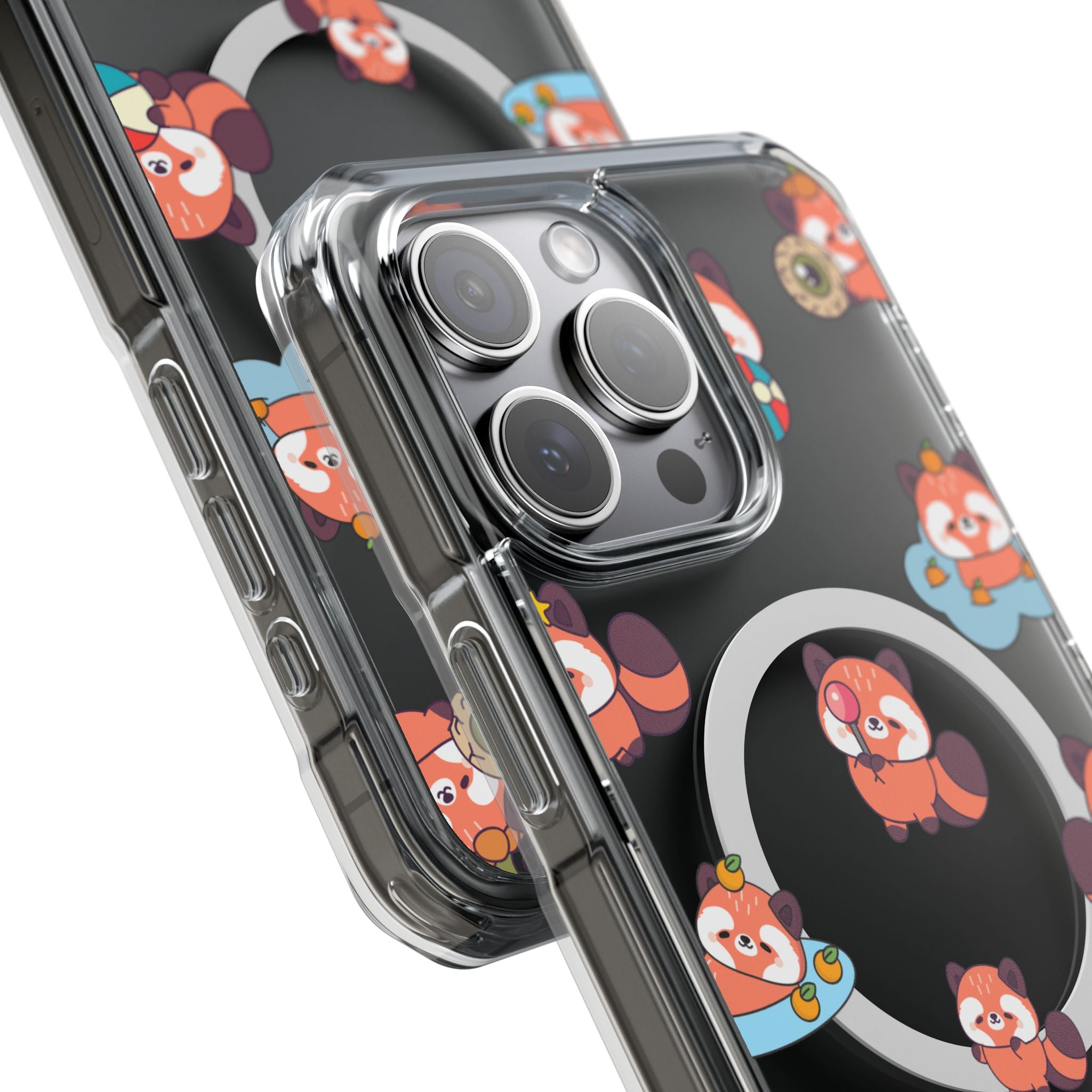 Red Panda Pattern Clear MagSafe Phone Case — Magnetic Protective Case