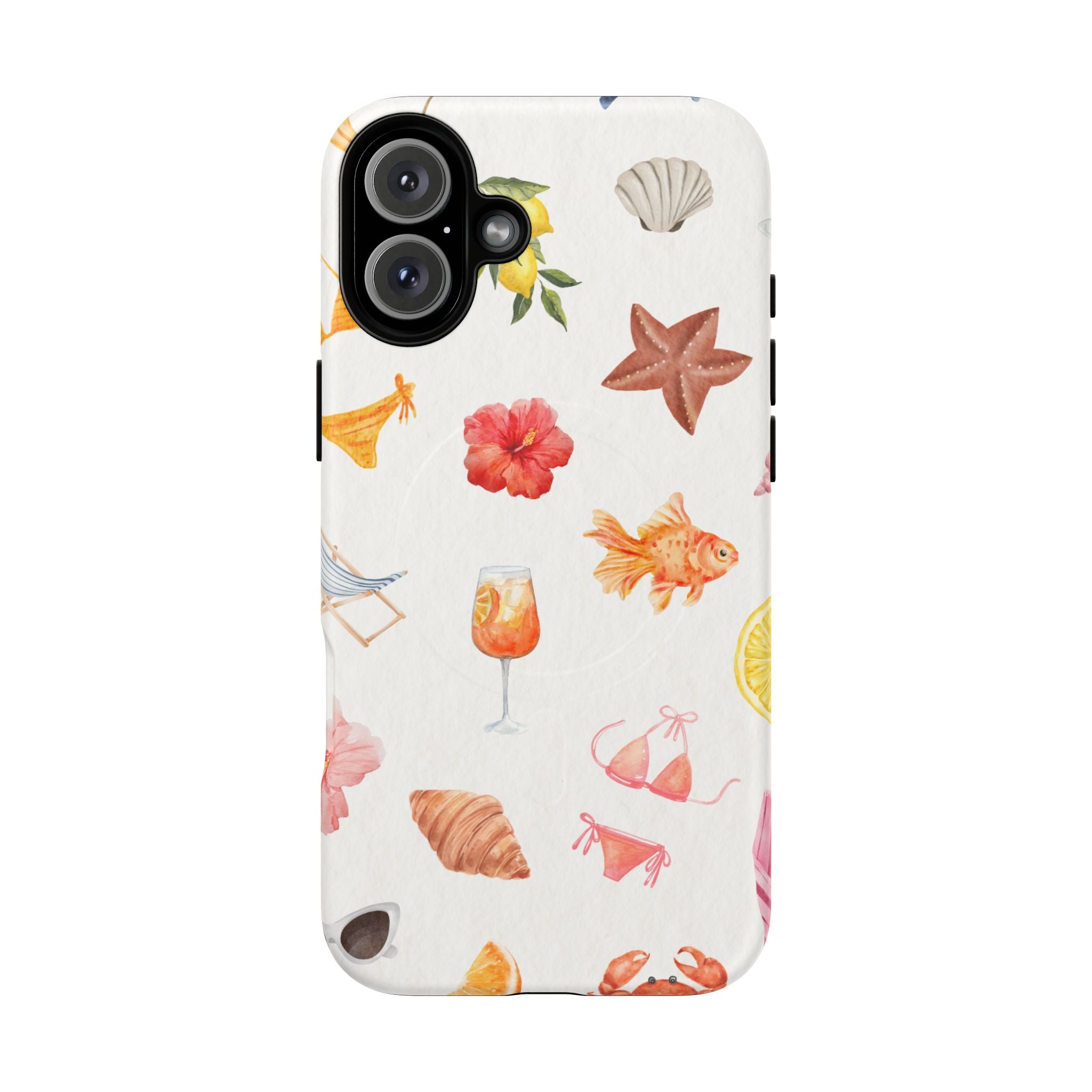 Beach Pattern Tough Magnetic Phone Case — Tropical Shells, Starfish & Summer Icons