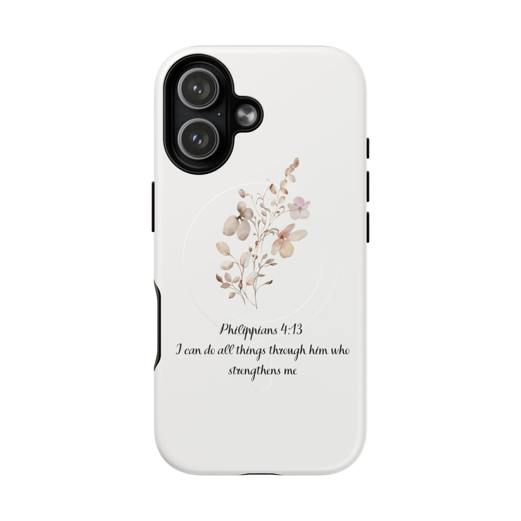 Floral Scripture Tough Magnetic Phone Case — “I Can Do All Things” Philippians 4:13