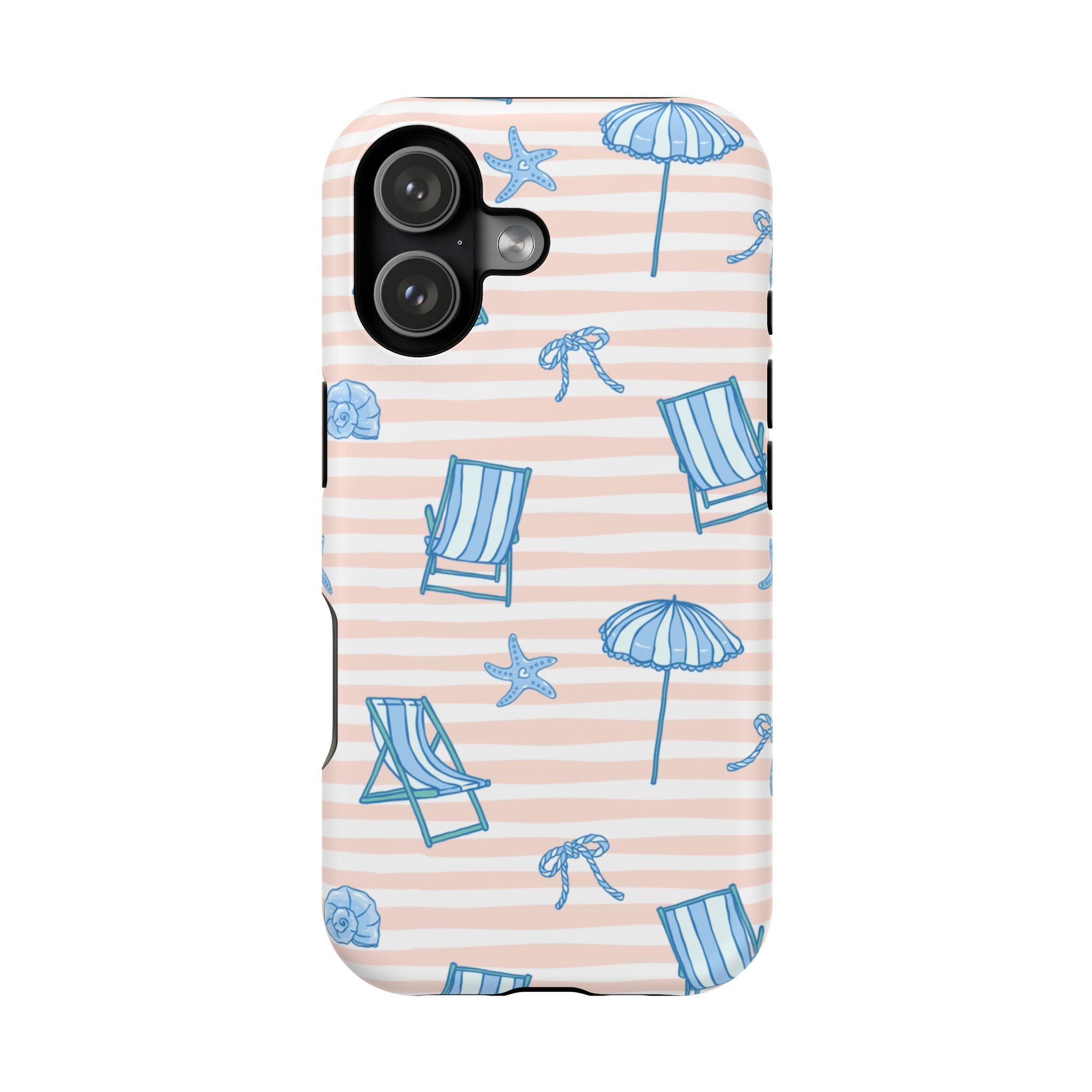 Beach Stripes Magnetic Impact Phone Case — Blue Chairs & Umbrellas