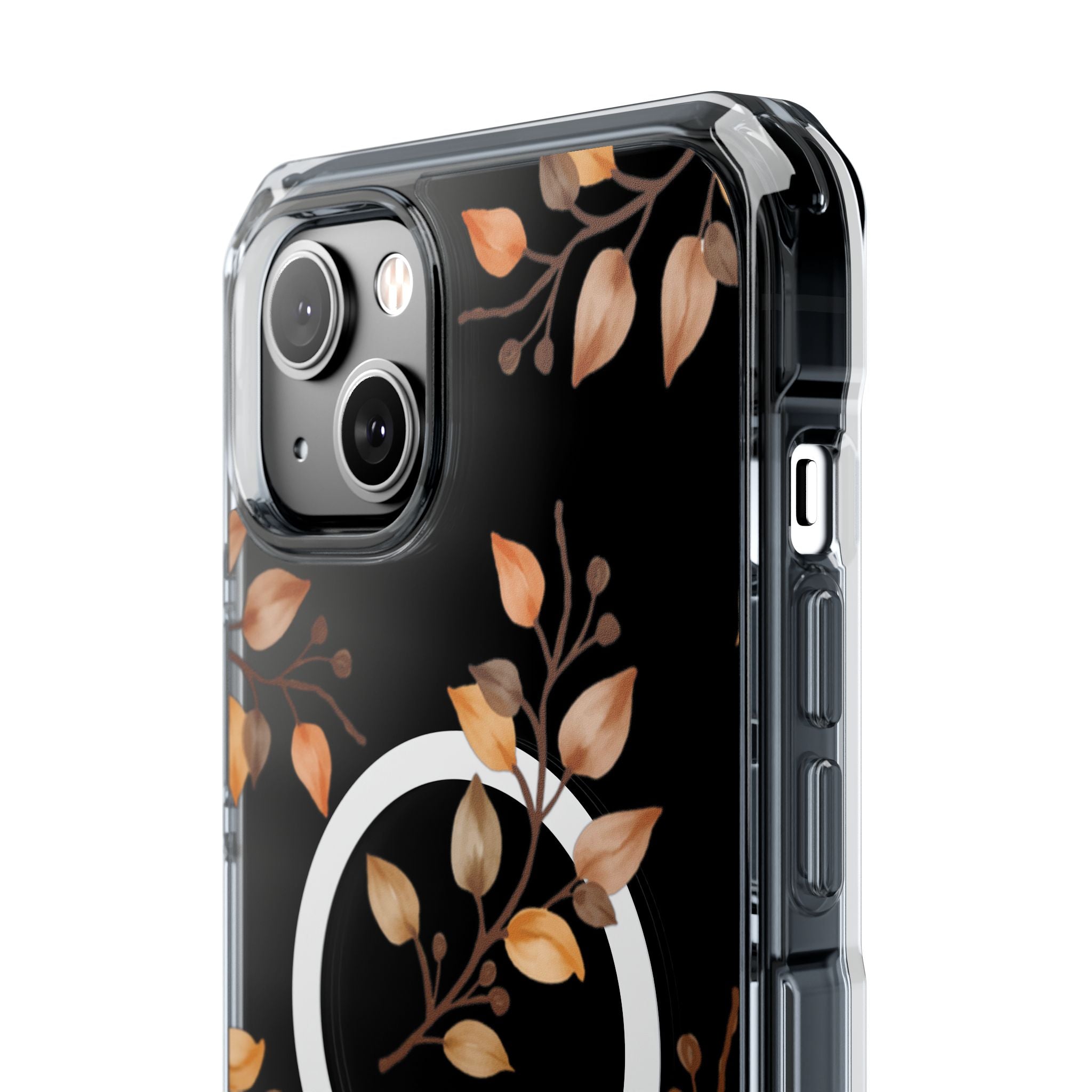 Clear Magnetic Phone Case — Autumn Gold Leaves Design